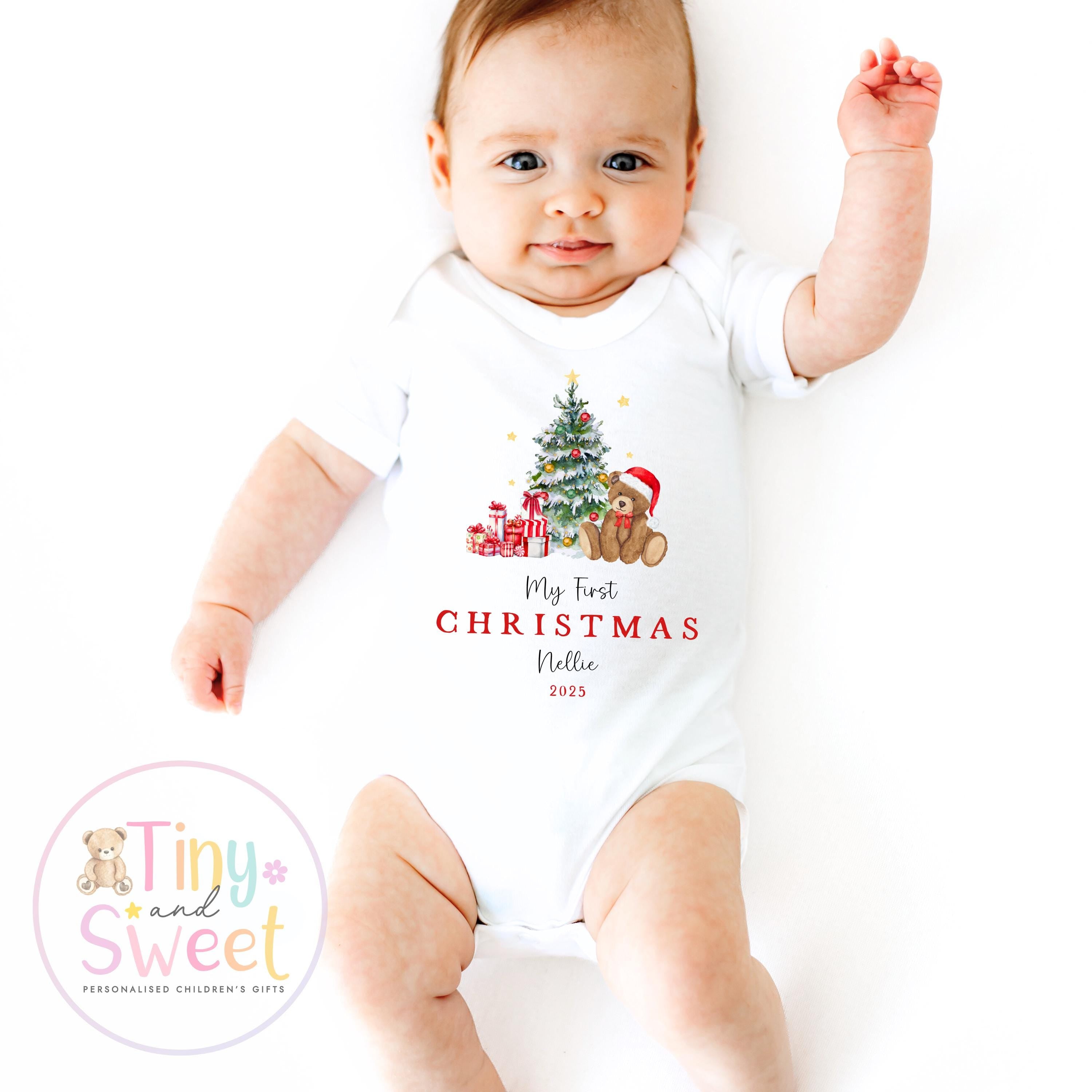 My First Christmas Sleepsuit, Personalised My First Christmas Babygrow, Baby’s 1st Christmas Outfit, Newborn Christmas Outfit, First Xmas