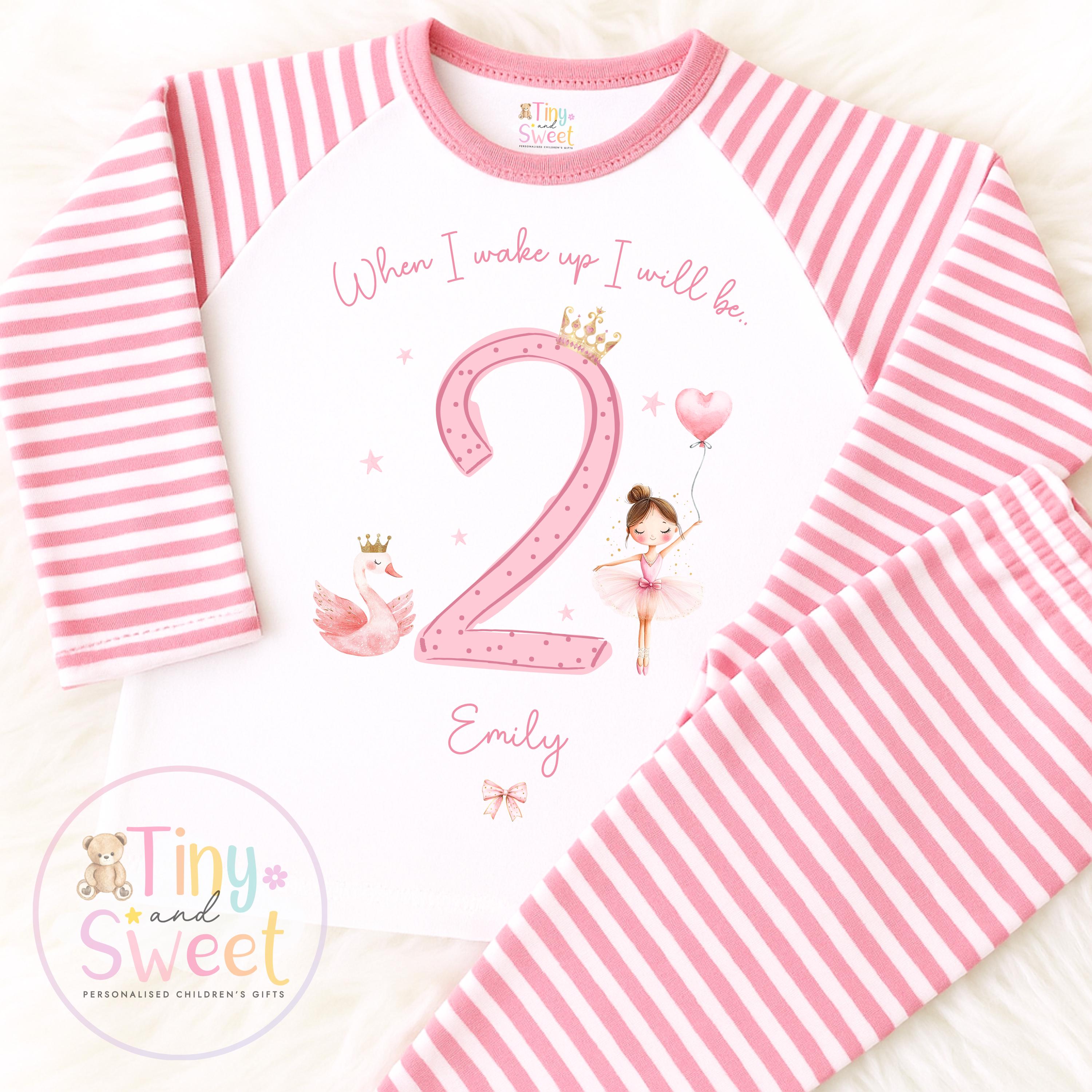 Personalised Ballerina Birthday Pyjamas – Girls ‘When I Wake Up I’ll Be…’ PJs – Toddler Birthday Pjs, Cute Ballet Princess Pyjamas