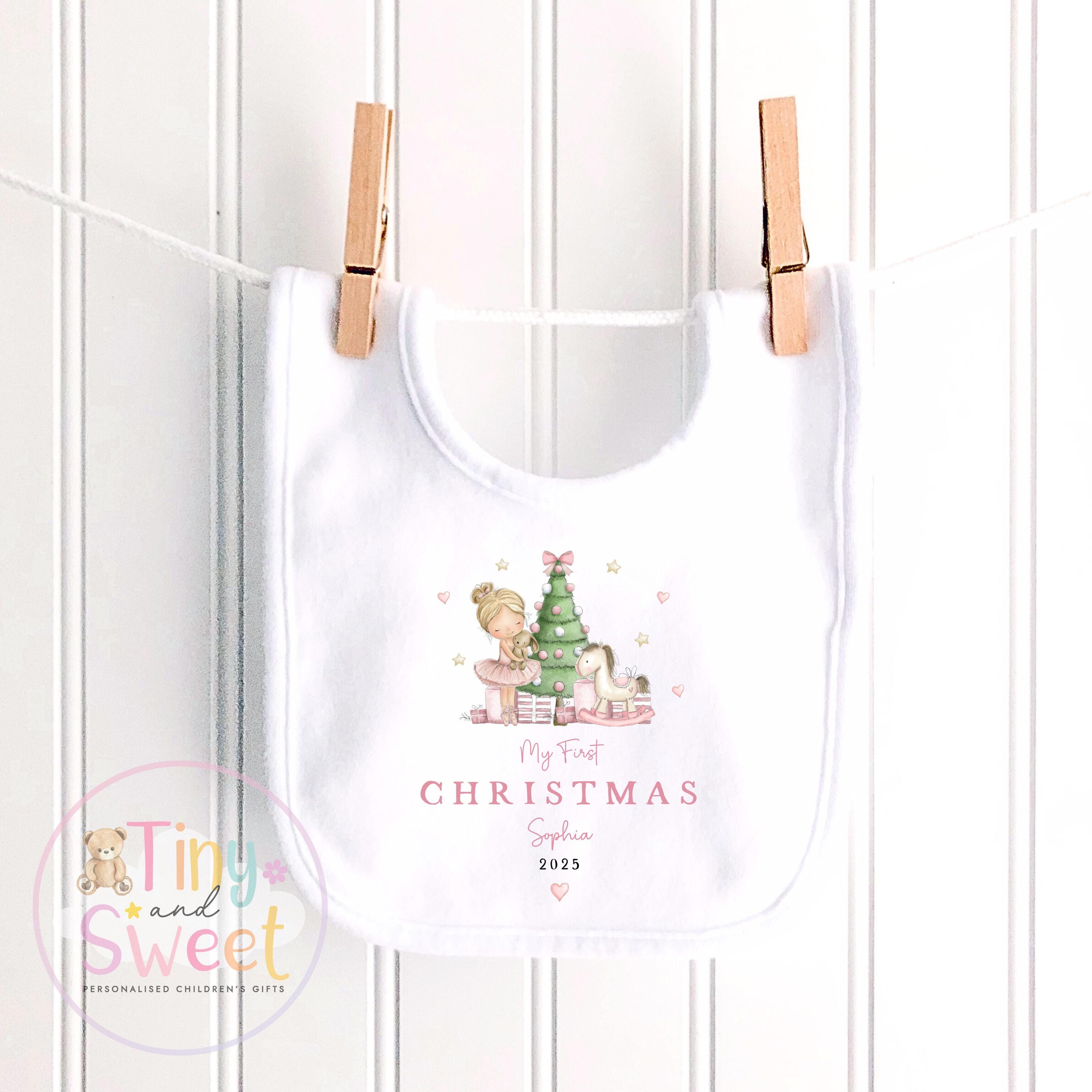 Personalised My First Christmas Ballerina Nutcracker Sleepsuit, When I wake up it will be christmas, Babies 1st Christmas, New Baby first