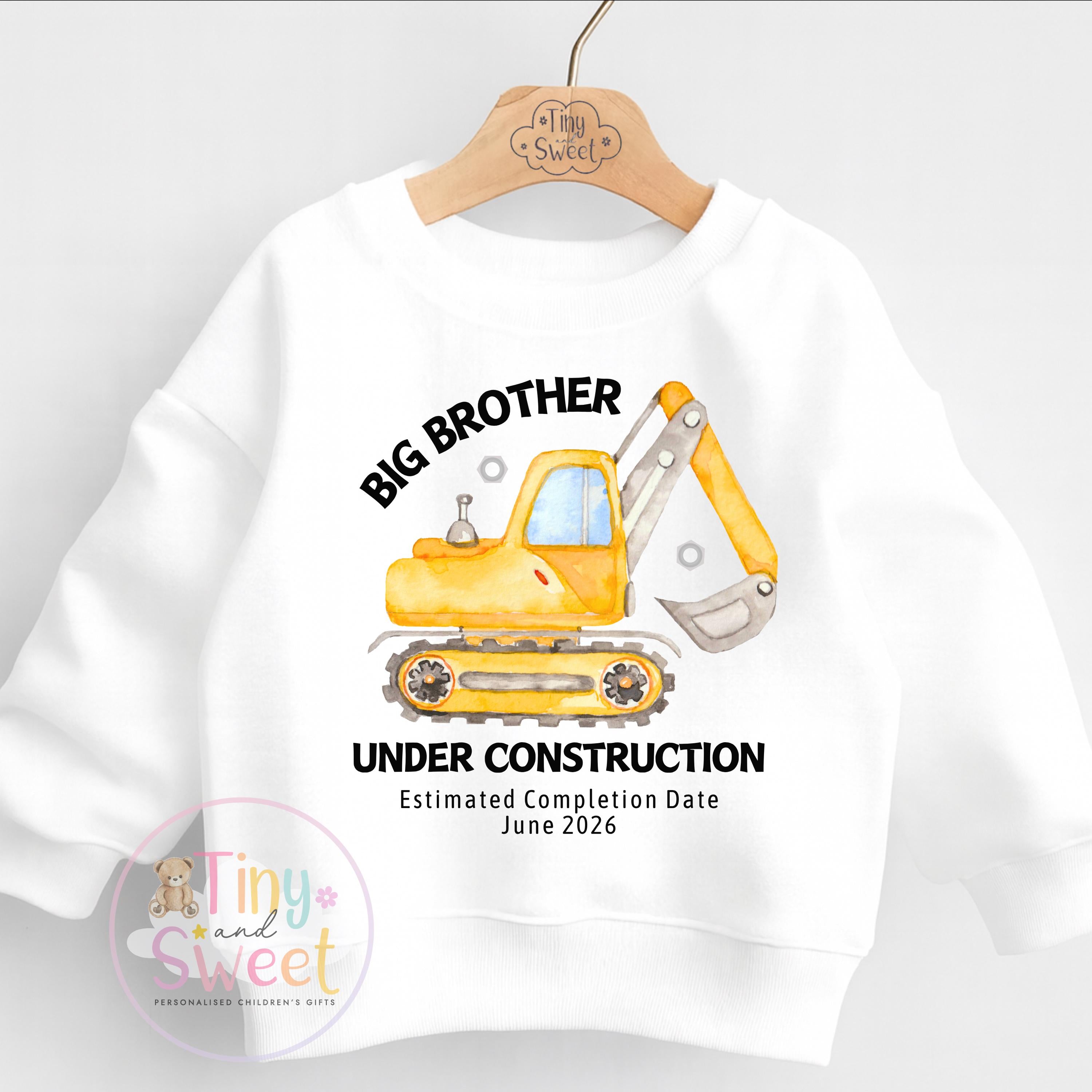 Adorable Big Brother Excavator Personalised Sweatshirt