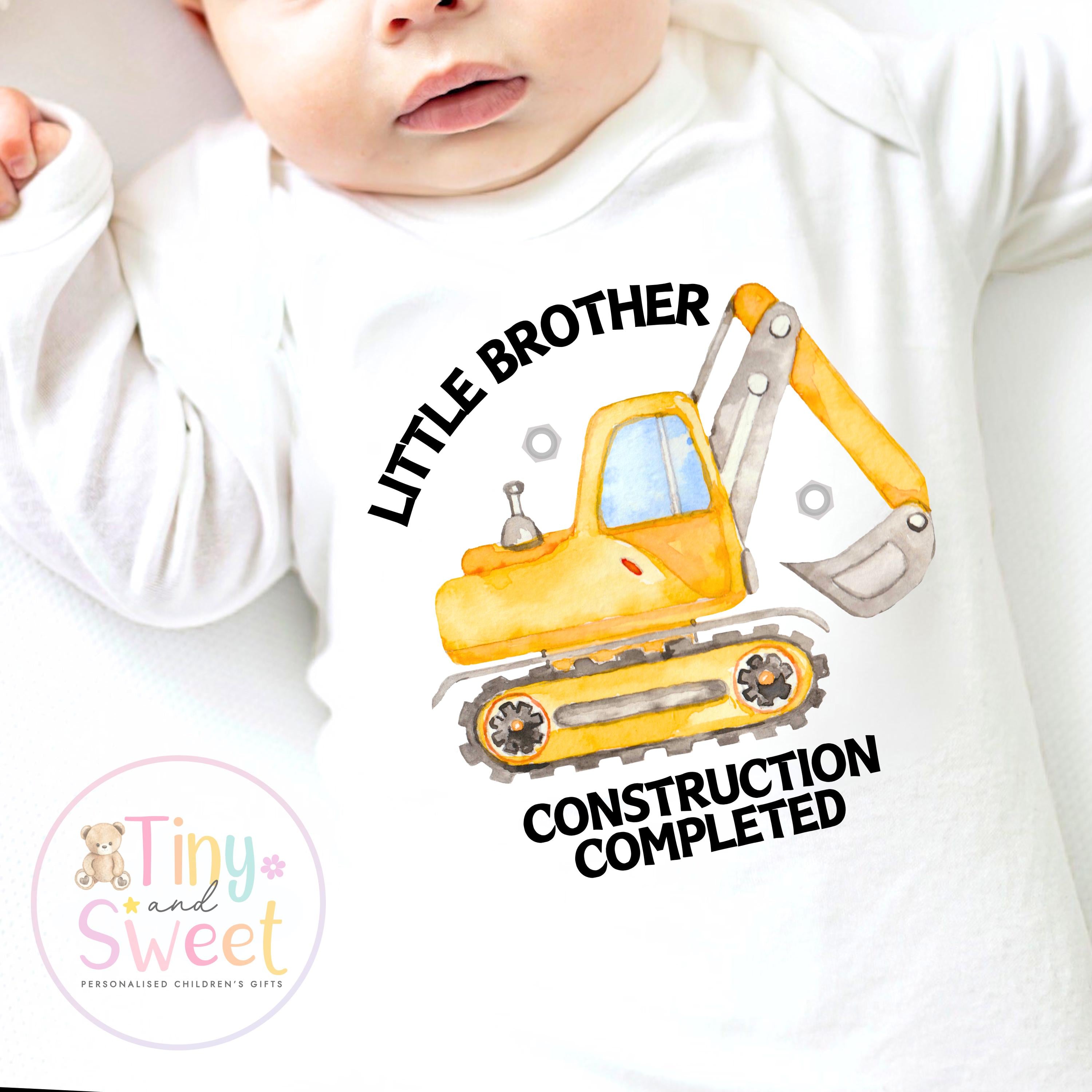 Little Brother Construction Sleepsuit, Big Brother, Little Brother, Pastel Little Brother T Shirt, Little Brother Top, Big Brother Gift