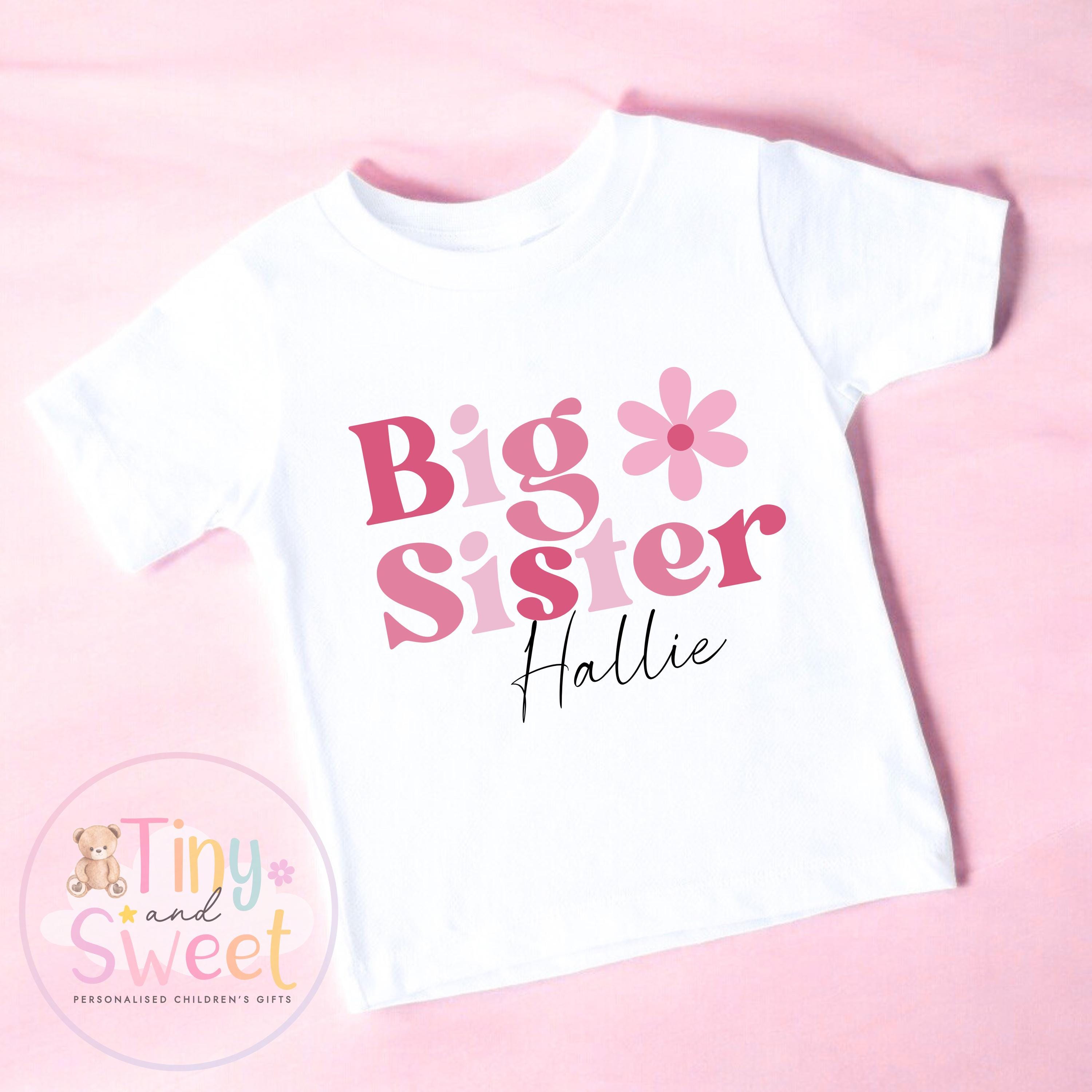 Pink Flower Promoted to Big Sister Personalised Sweatshirt