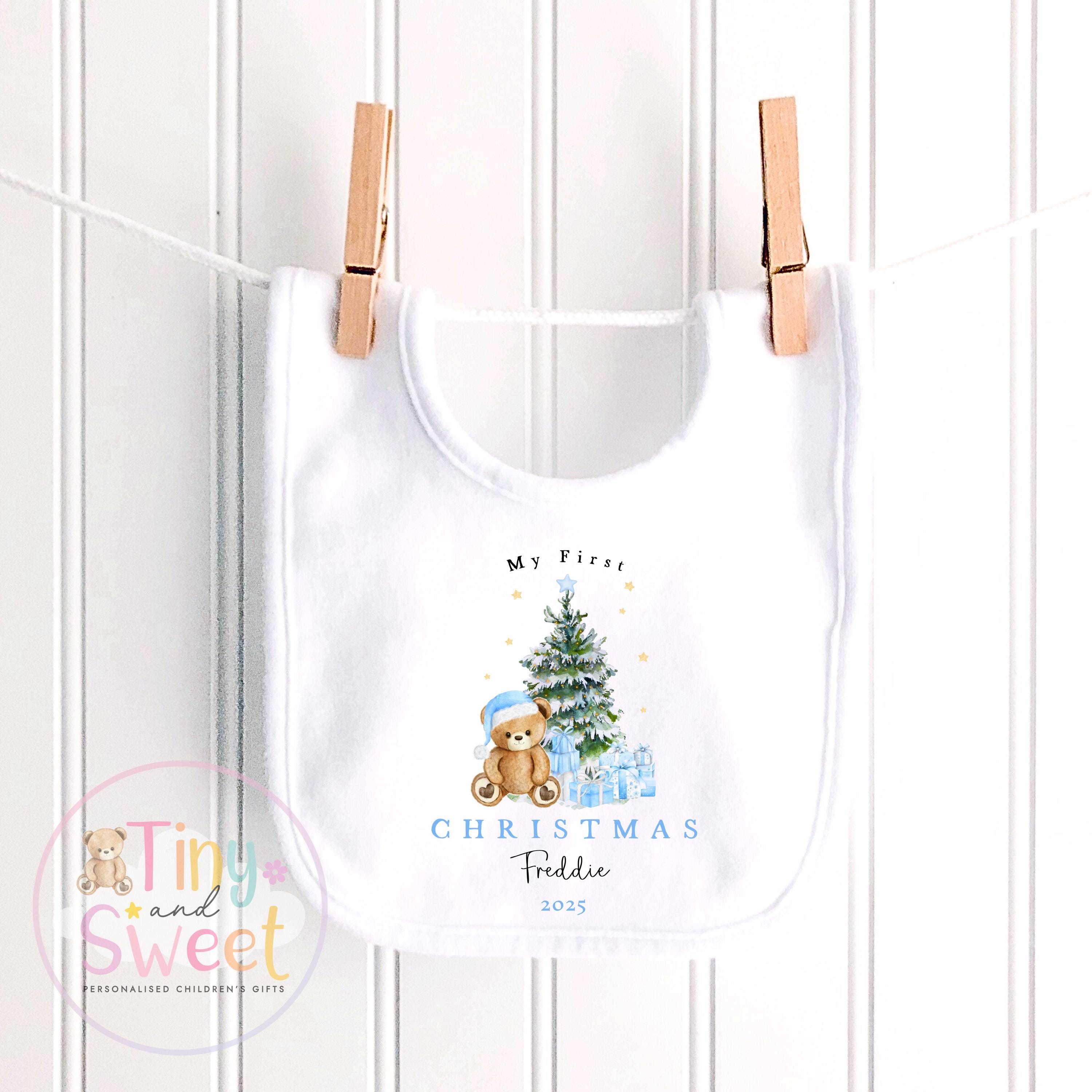 Personalised Babies First Christmas Teddy Bear Sleepsuit, Babies 1st Xmas Gift Idea, Pyjamas, 1st Xmas Babygrow, Christmas Outfit for baby