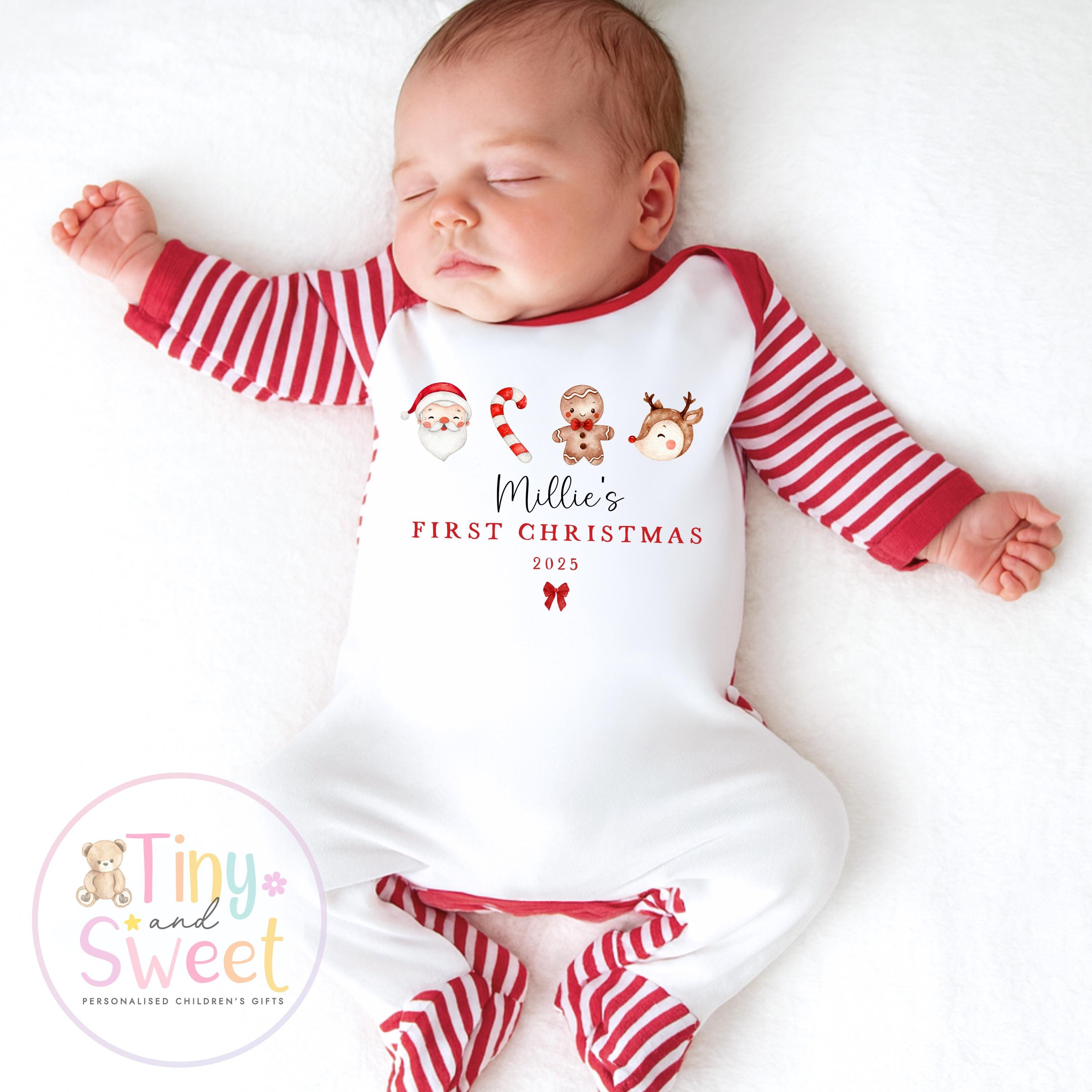 Personalised First Christmas Baby Grow , My First Christmas, Custom Name Sleepsuit, Baby’s First Christmas, Xmas Baby Outfit