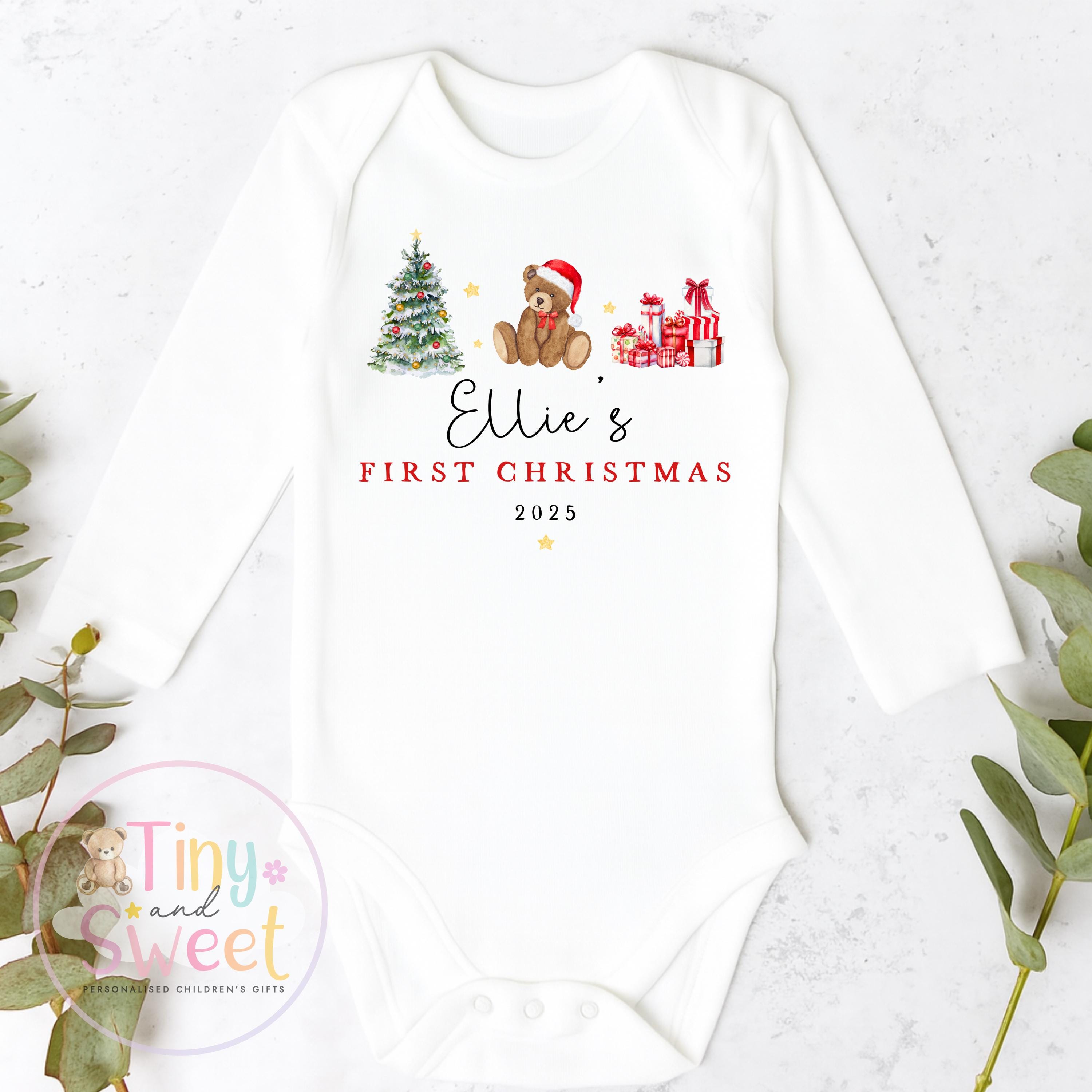 My First Christmas Sleepsuit, Personalised My First Christmas Babygrow, Baby’s 1st Christmas Outfit, Newborn Christmas Outfit, First Xmas