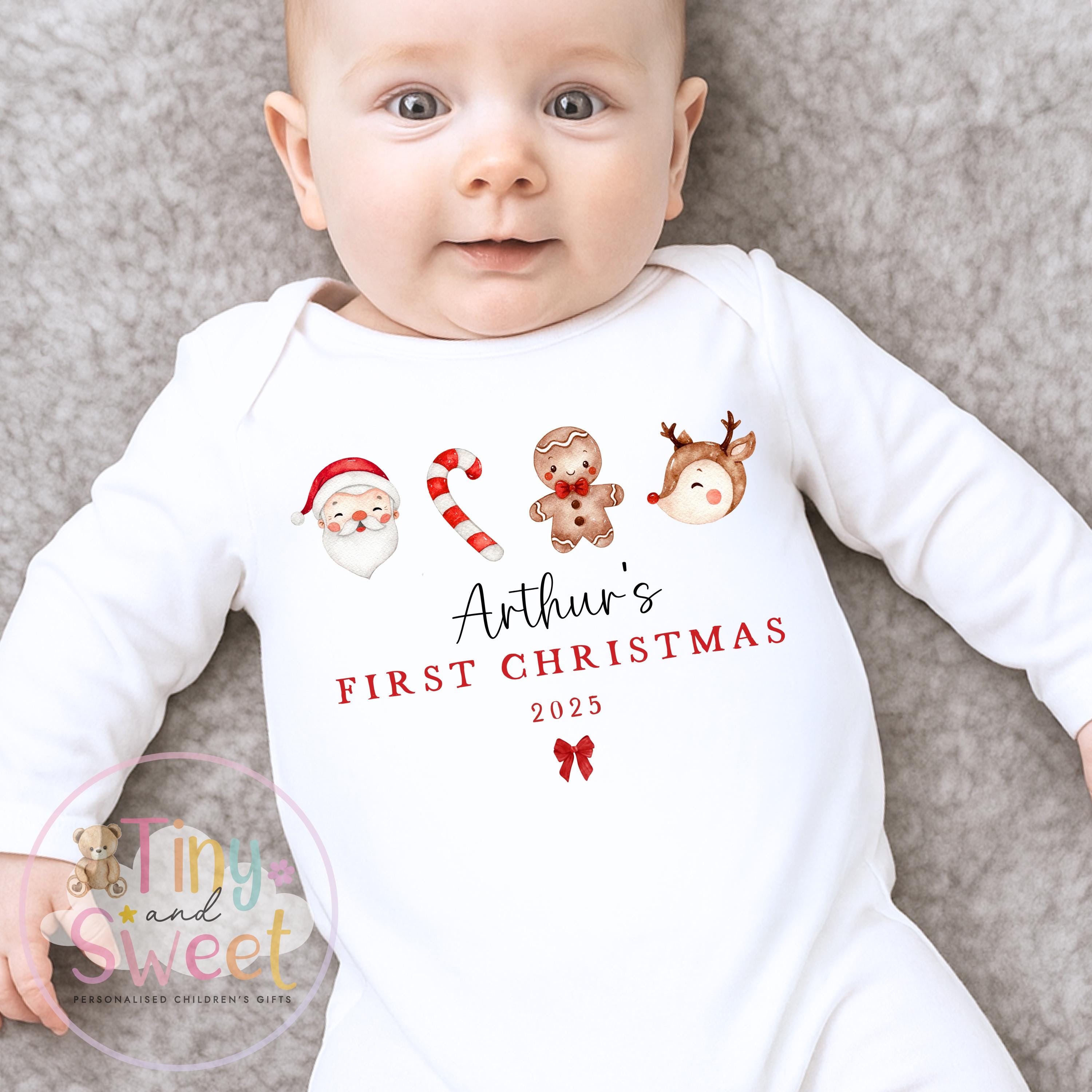 Personalised First Christmas Baby Grow , My First Christmas, Custom Name Sleepsuit, Baby’s First Christmas, Xmas Baby Outfit