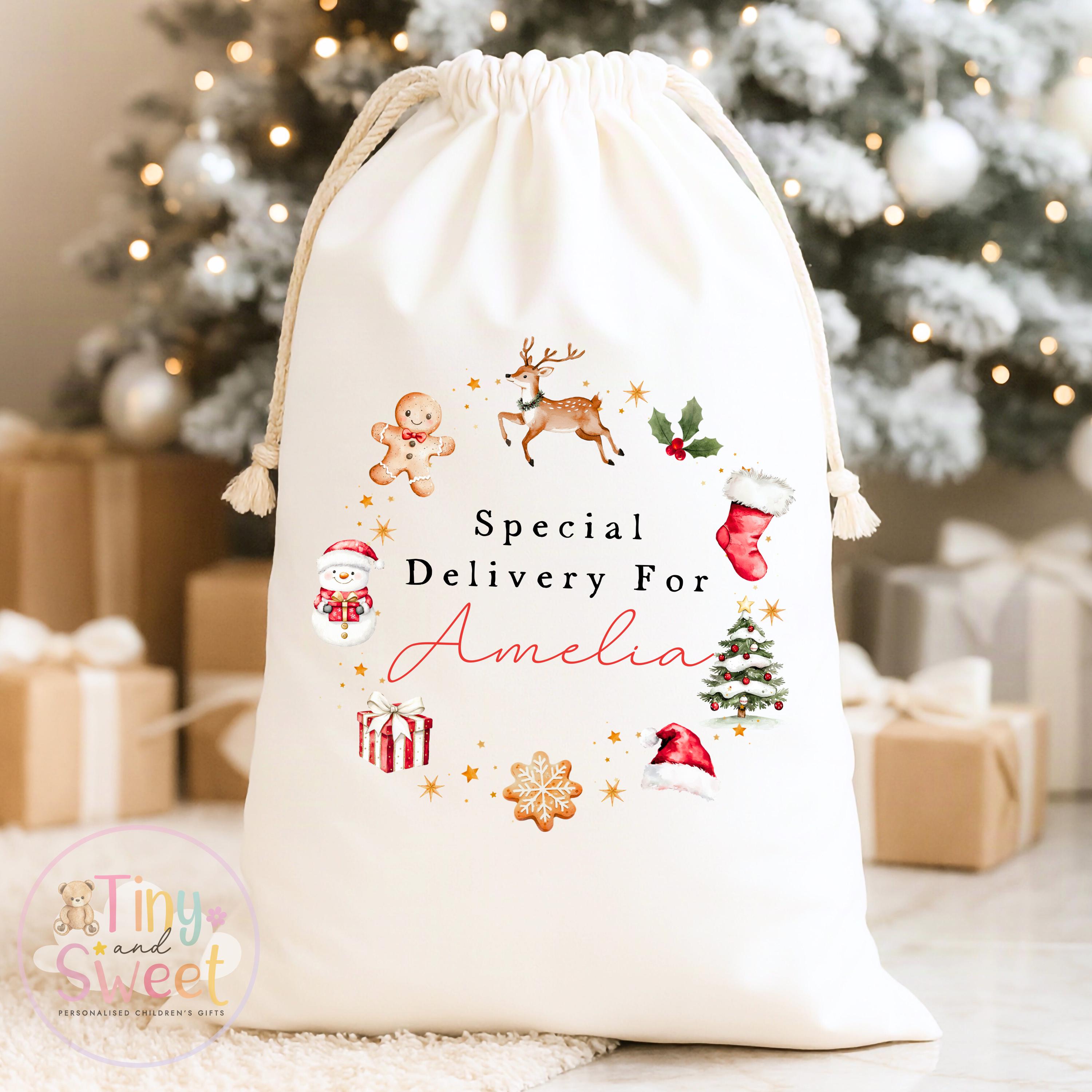 Christmas Wreath Personalised Christmas Sack