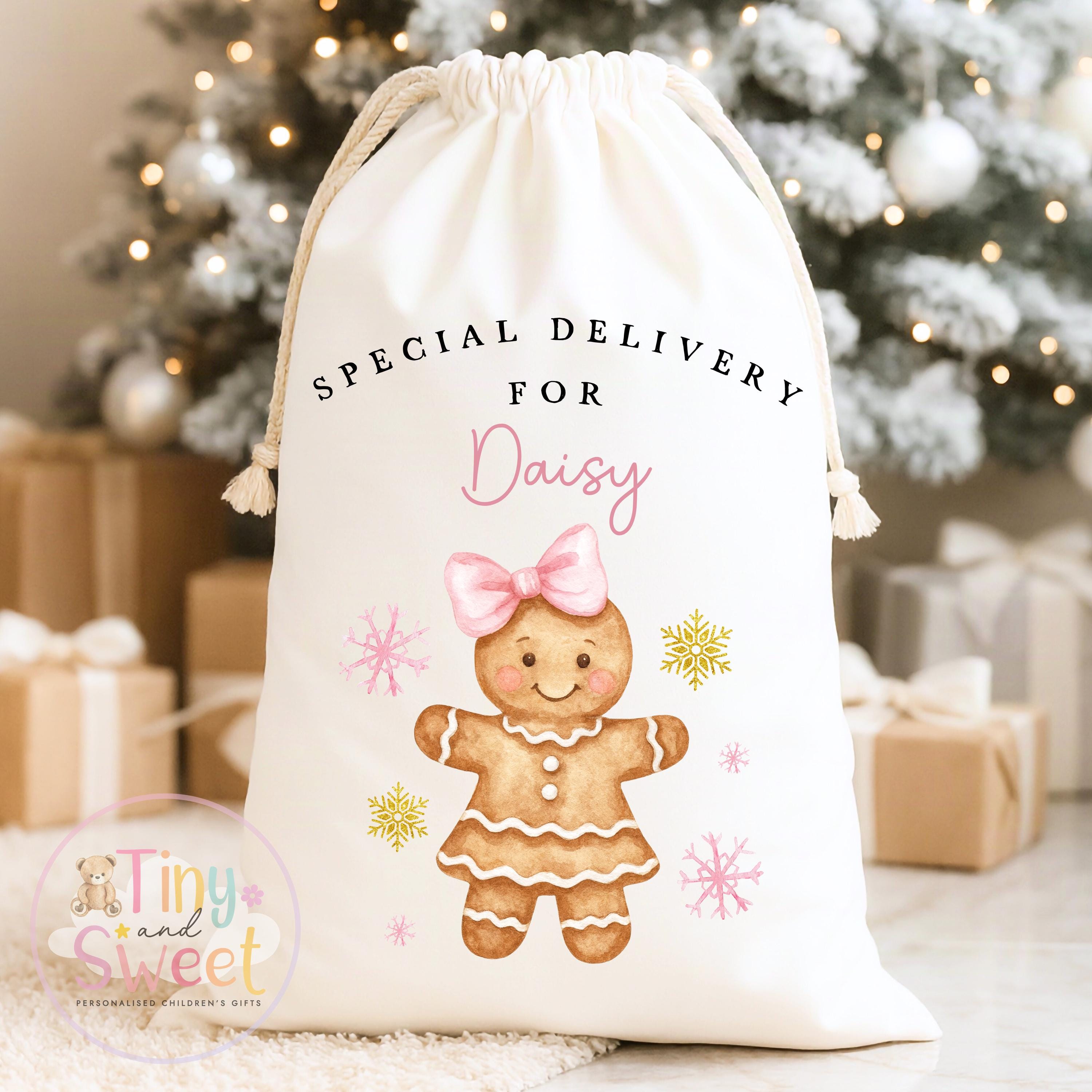 Little Lady Gingerbread Personalised Christmas Sack