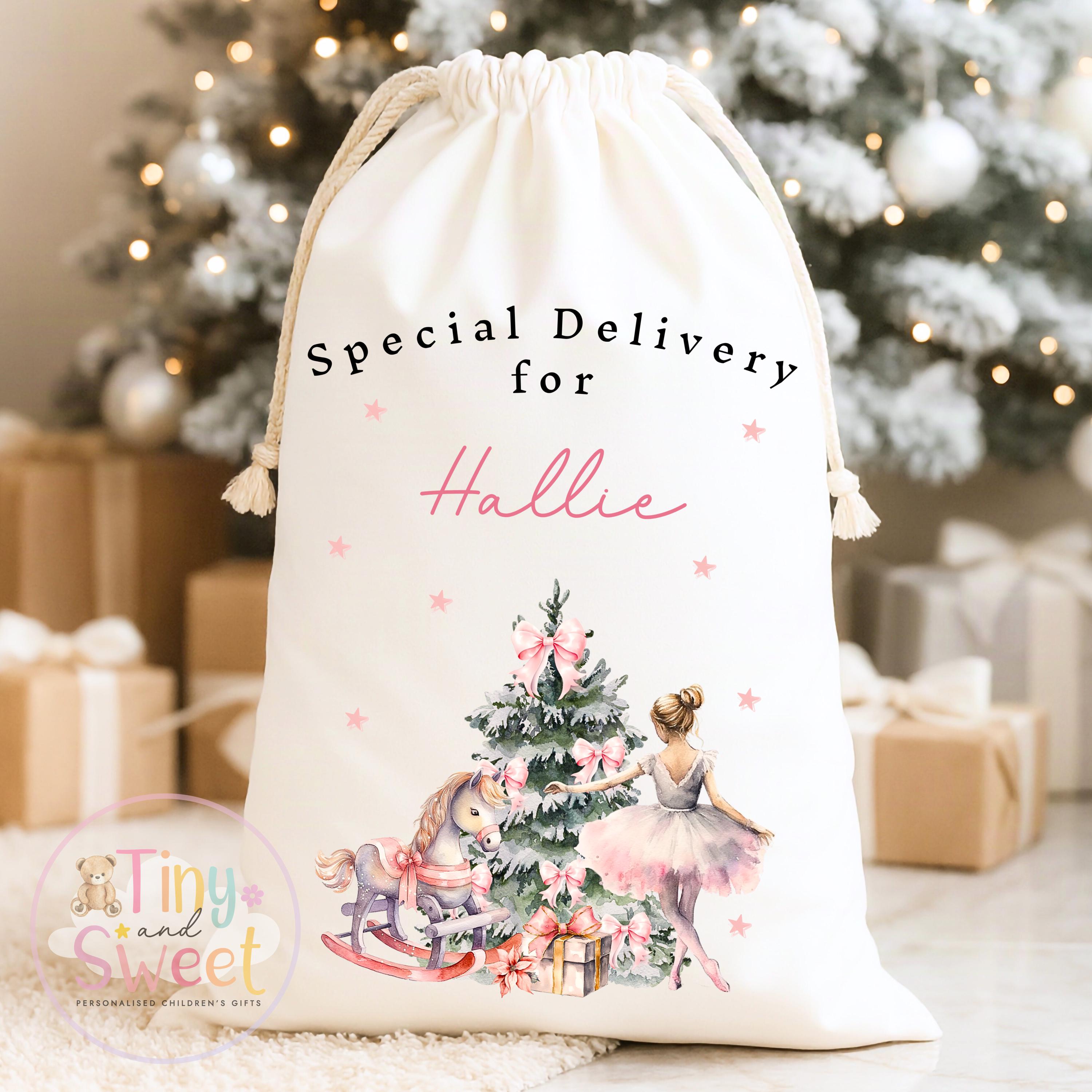 Pink Ballerina Personalised Christmas Sack