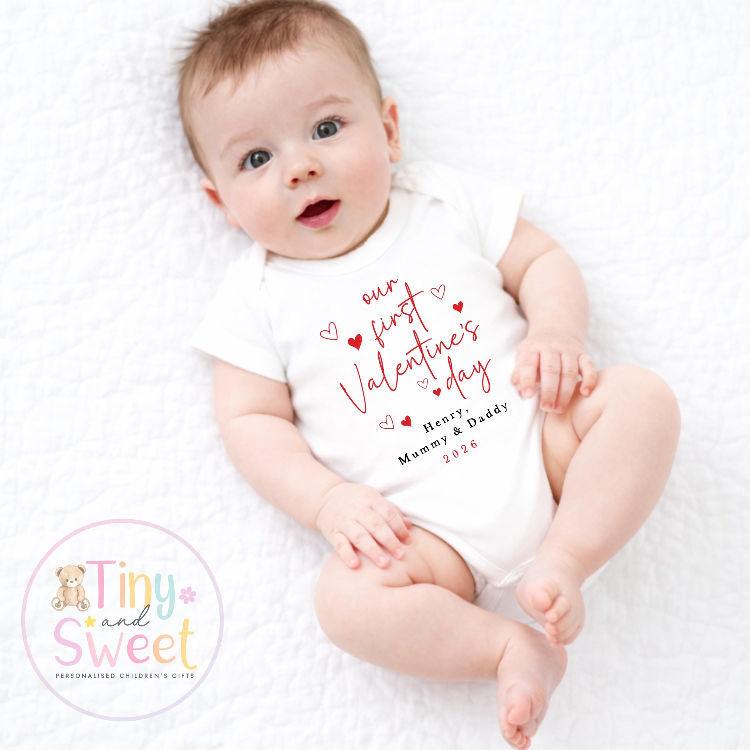 My First Valentines Day babygrow, 1st valentines day sleepsuit, 1st Valentines as My Daddy, New Dad Gift, Daddy Valentines