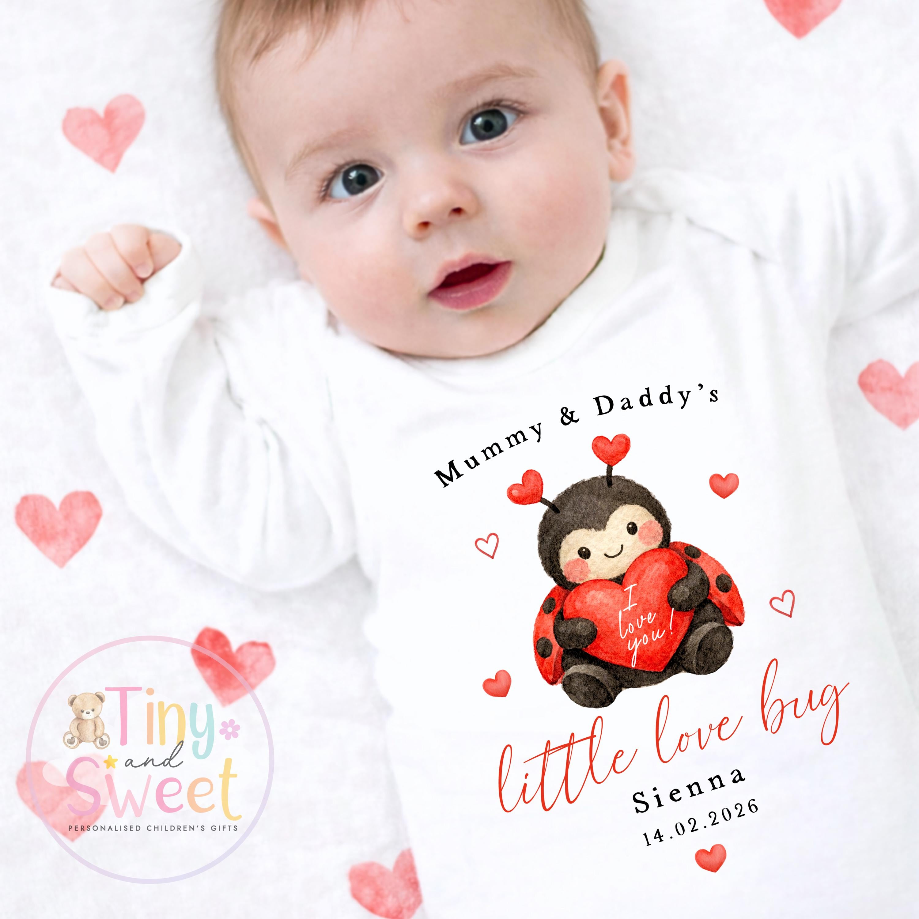 My First Valentines Day babygrow, 1st valentines day sleepsuit, 1st Valentines as My Daddy, New Dad Gift, Daddy Valentines