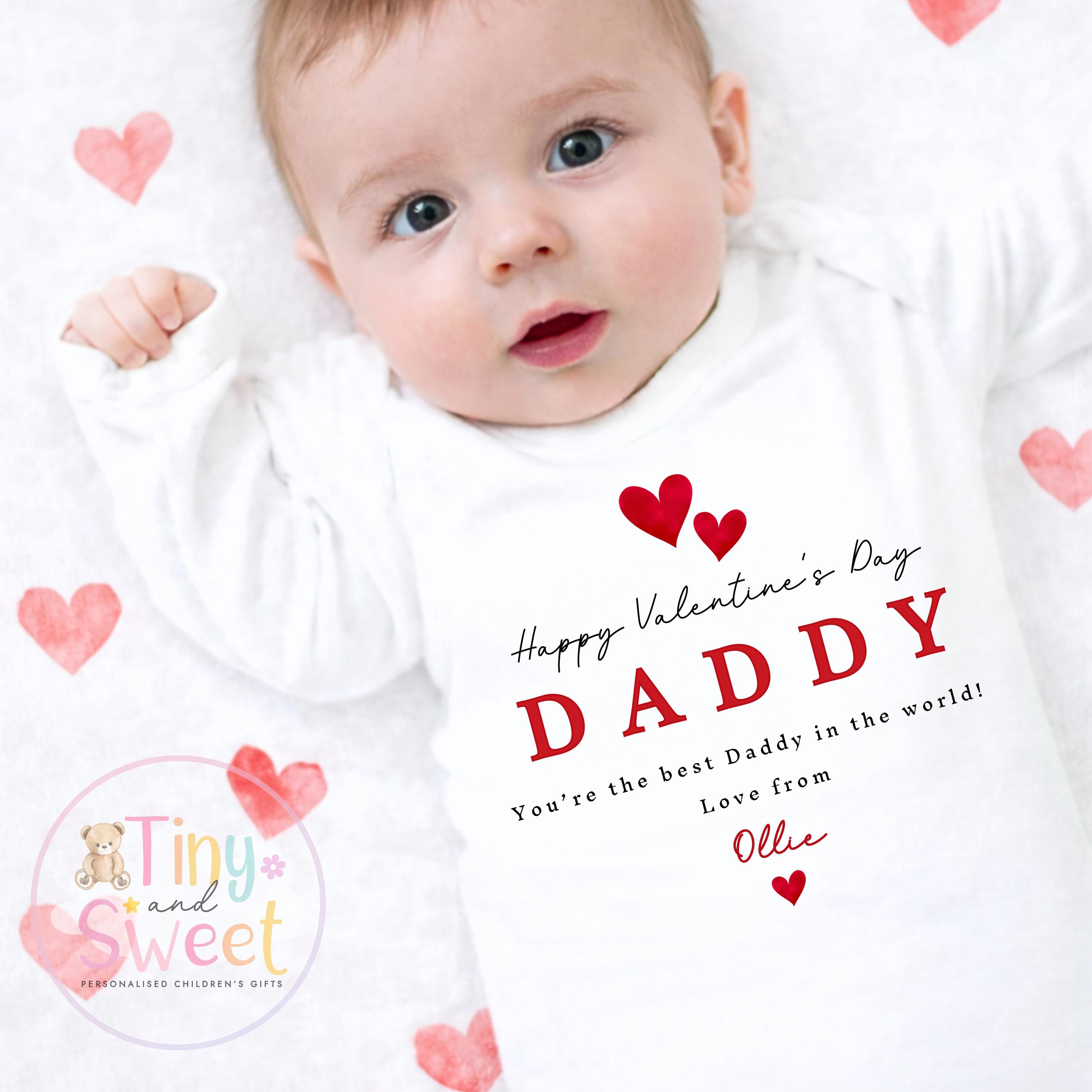 Valentines Day babygrow, 1st valentines day sleepsuit, 1st Valentines, New Baby Gift, Daddy Mummy Valentines
