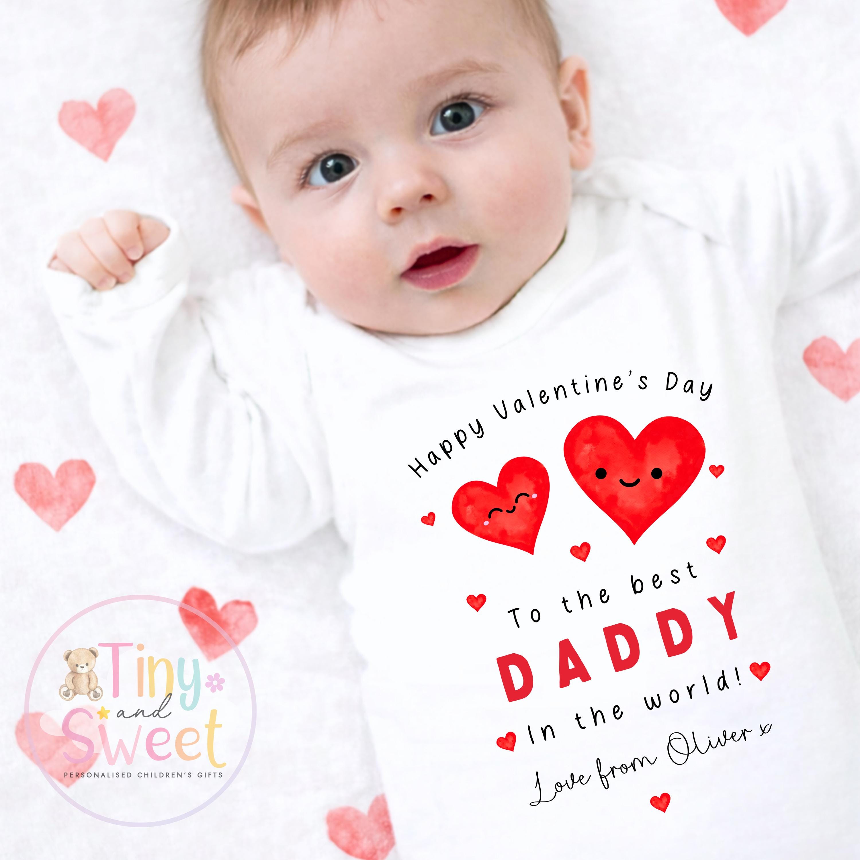 Valentines Day babygrow, 1st valentines day sleepsuit, 1st Valentines, New Baby Gift, Daddy Mummy Valentines