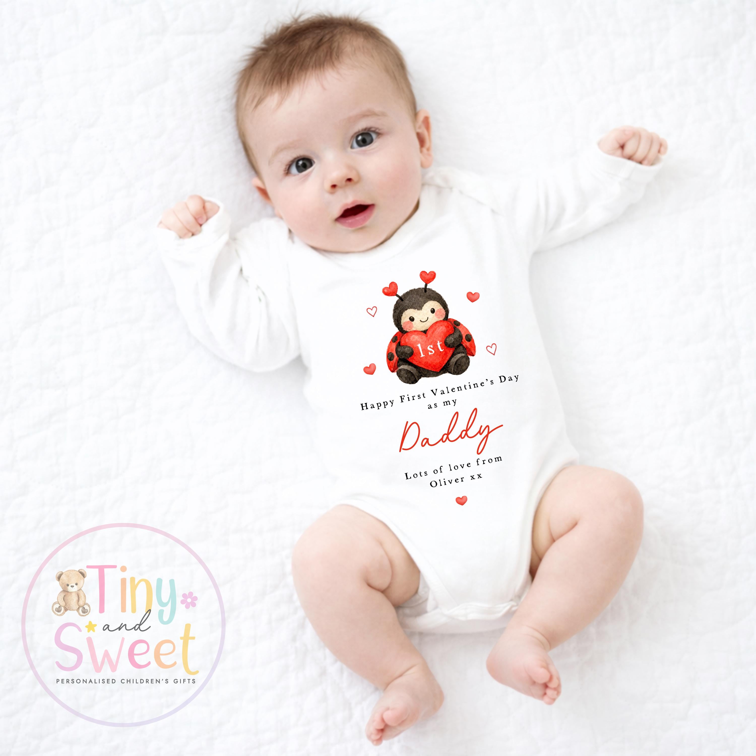 Valentines Day babygrow, 1st valentines day sleepsuit, 1st Valentines as My Daddy, New Dad Gift, Daddy Valentines