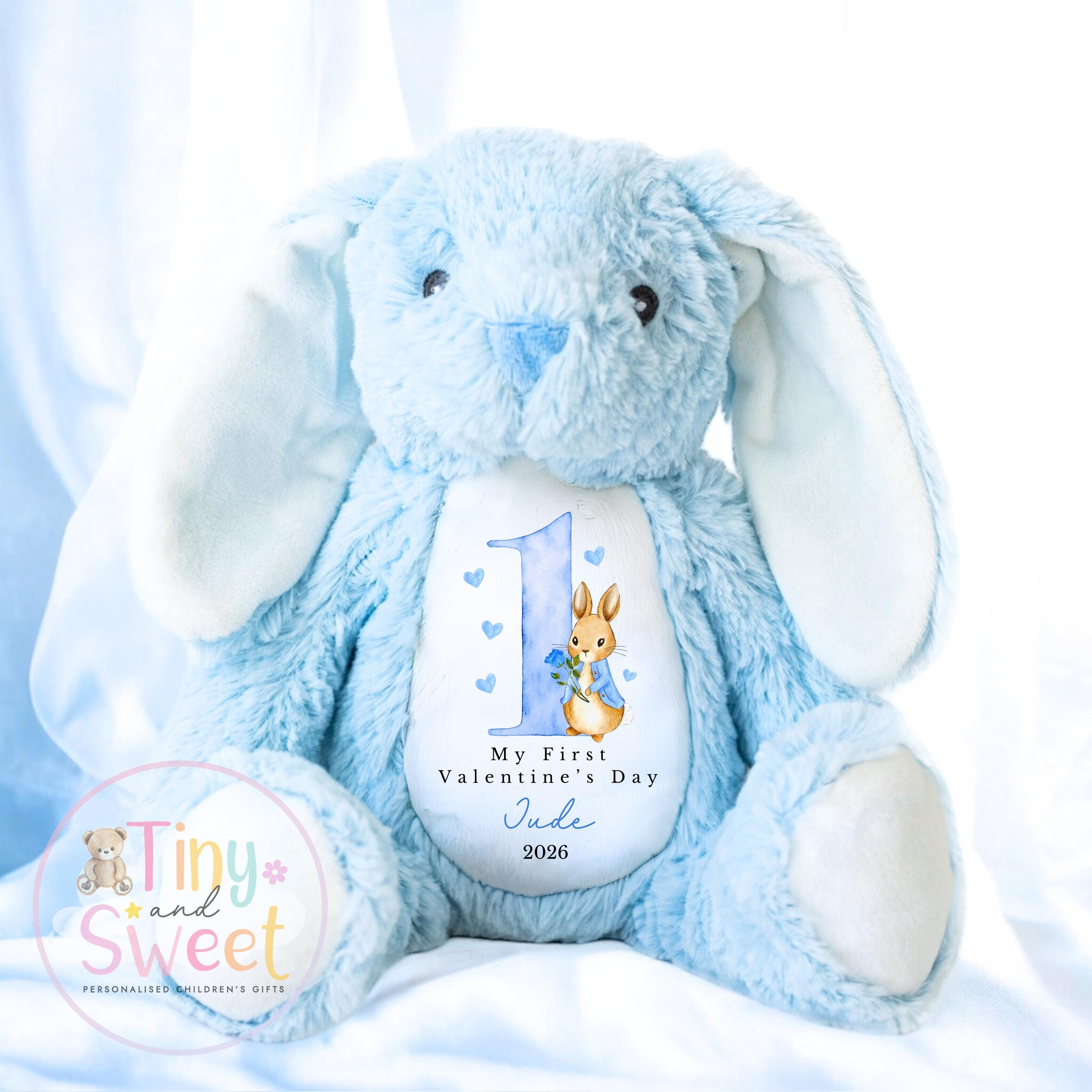 My First Valentines Day Gift, Personalised 1st Valentines Gift, First Valentines Teddy, Personalised Valentines Bunny, Soft Toy Keepsake