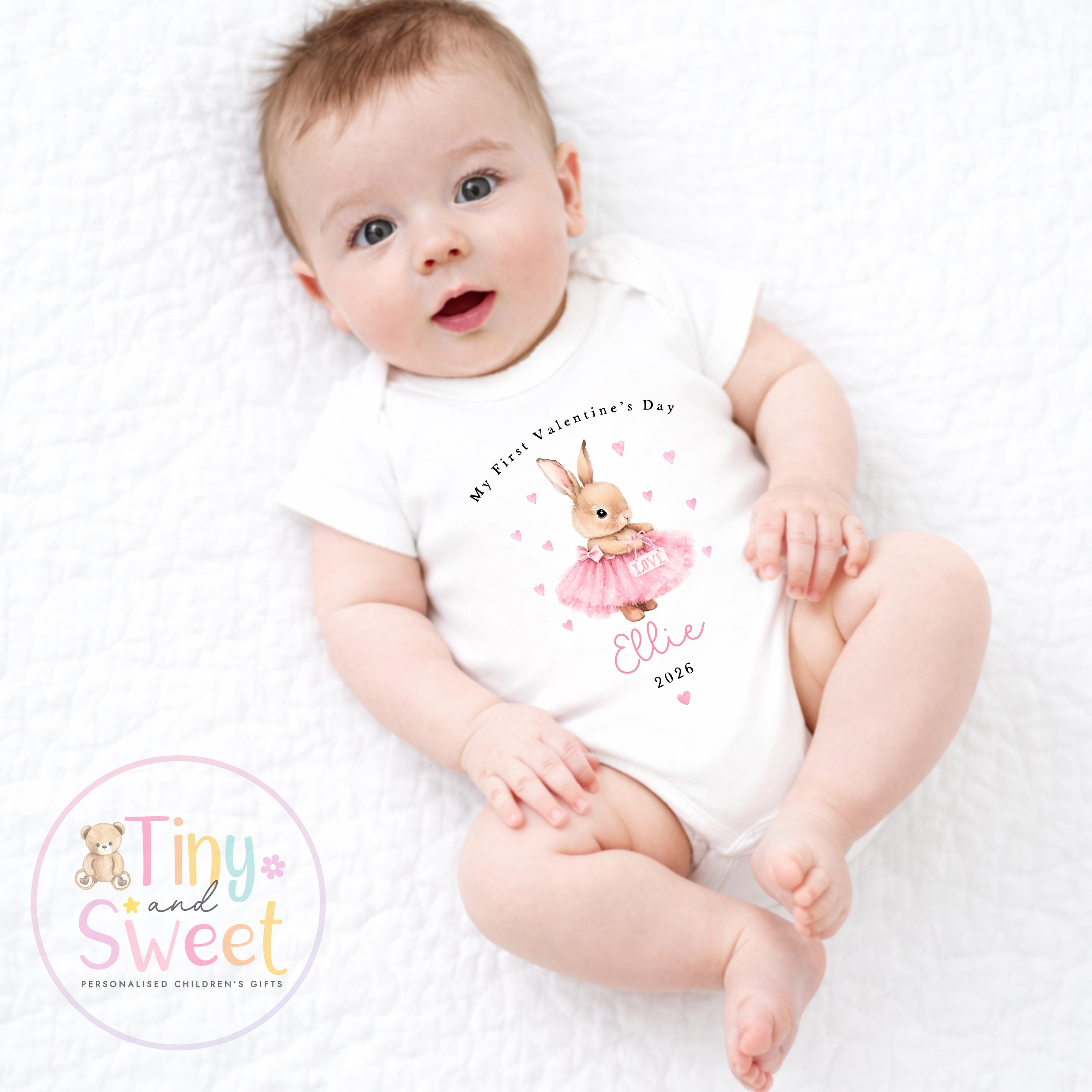 My First Valentines Day babygrow, 1st valentines day sleepsuit, 1st Valentines, New Baby Gift, Daddy Mummy Valentines