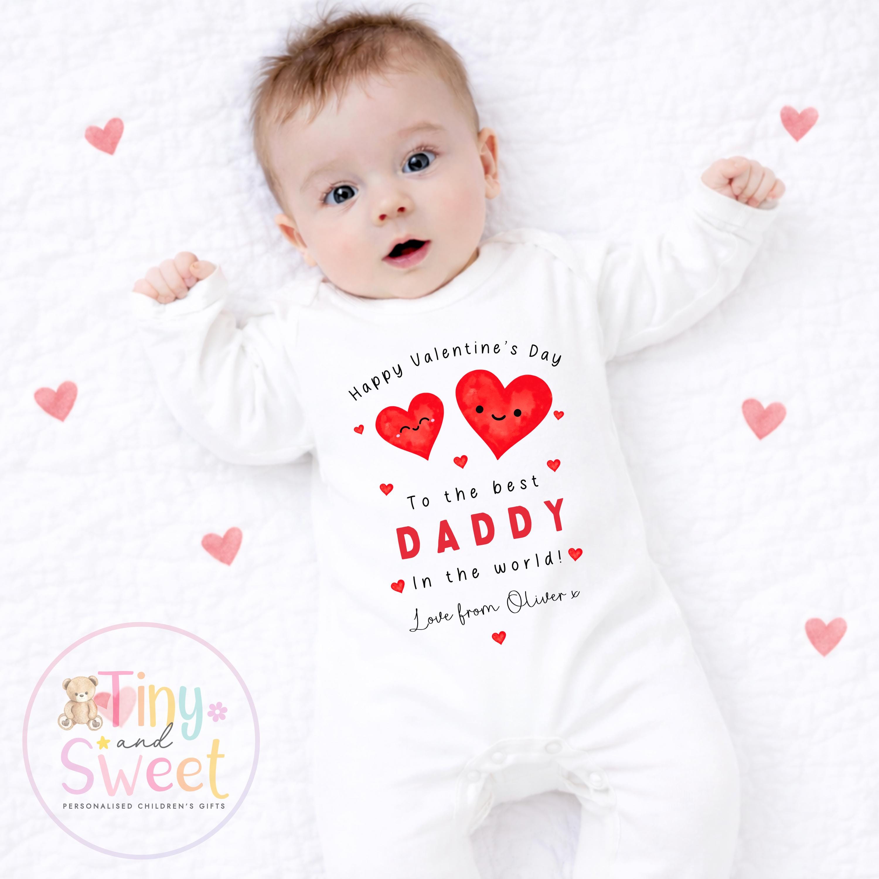 Valentines Day babygrow, 1st valentines day sleepsuit, 1st Valentines, New Baby Gift, Daddy Mummy Valentines