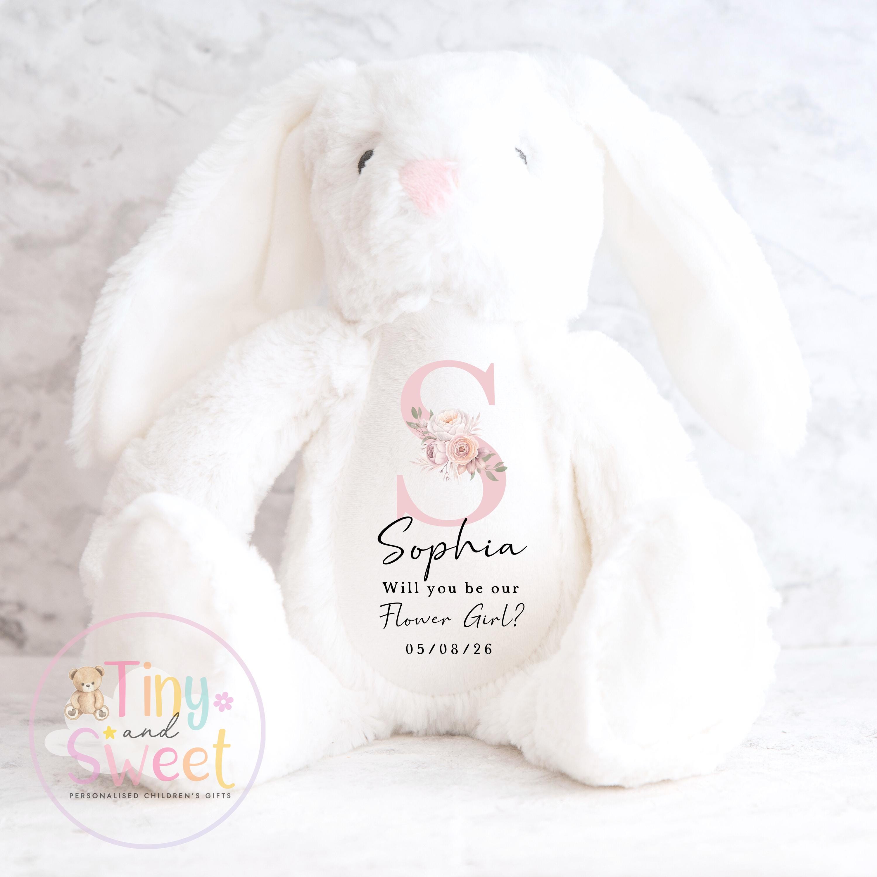 Personalised Flower Girl Bunny, Flower Girl Gift, Will you be my flower girl Bunny, Personalised Soft Toy, Flower Girl Proposal, Bridesmaid