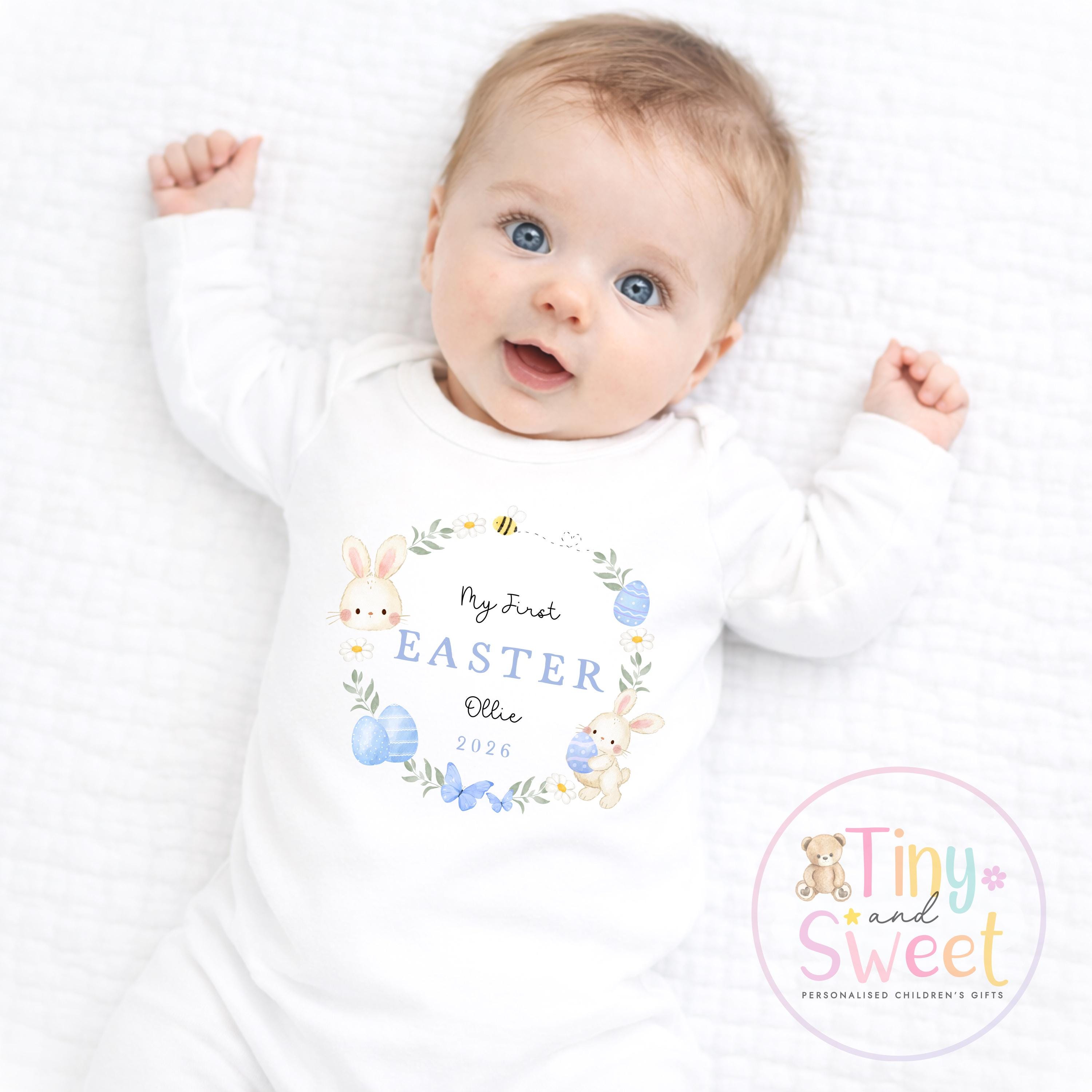 My First Easter Babygrow, Bunny Sleepsuit, New Baby Gift, 1st Easter Outfit, 100% Cotton