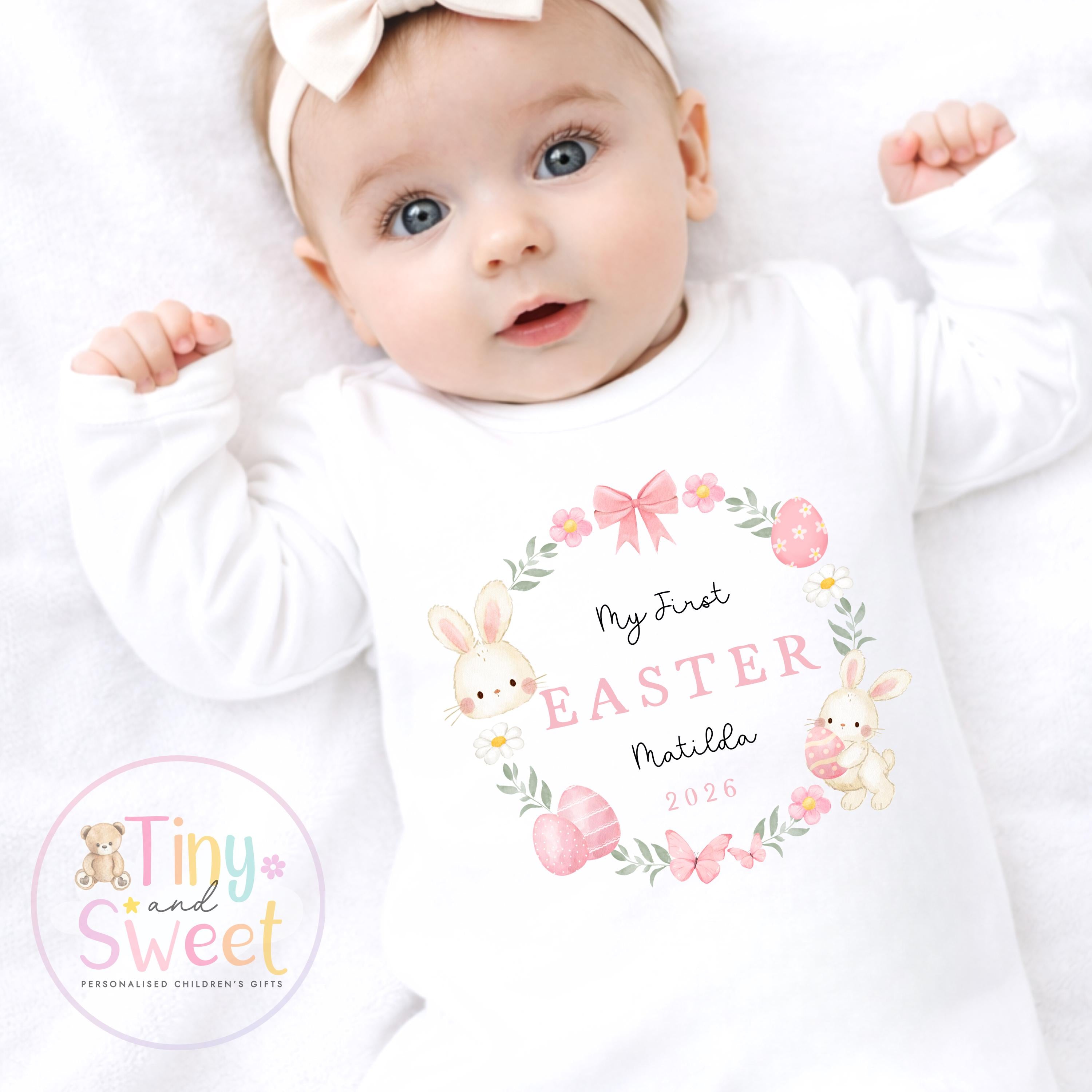 My First Easter T Shirt, Bunny Sleepsuit, New Baby Gift, 1st Easter Outfit