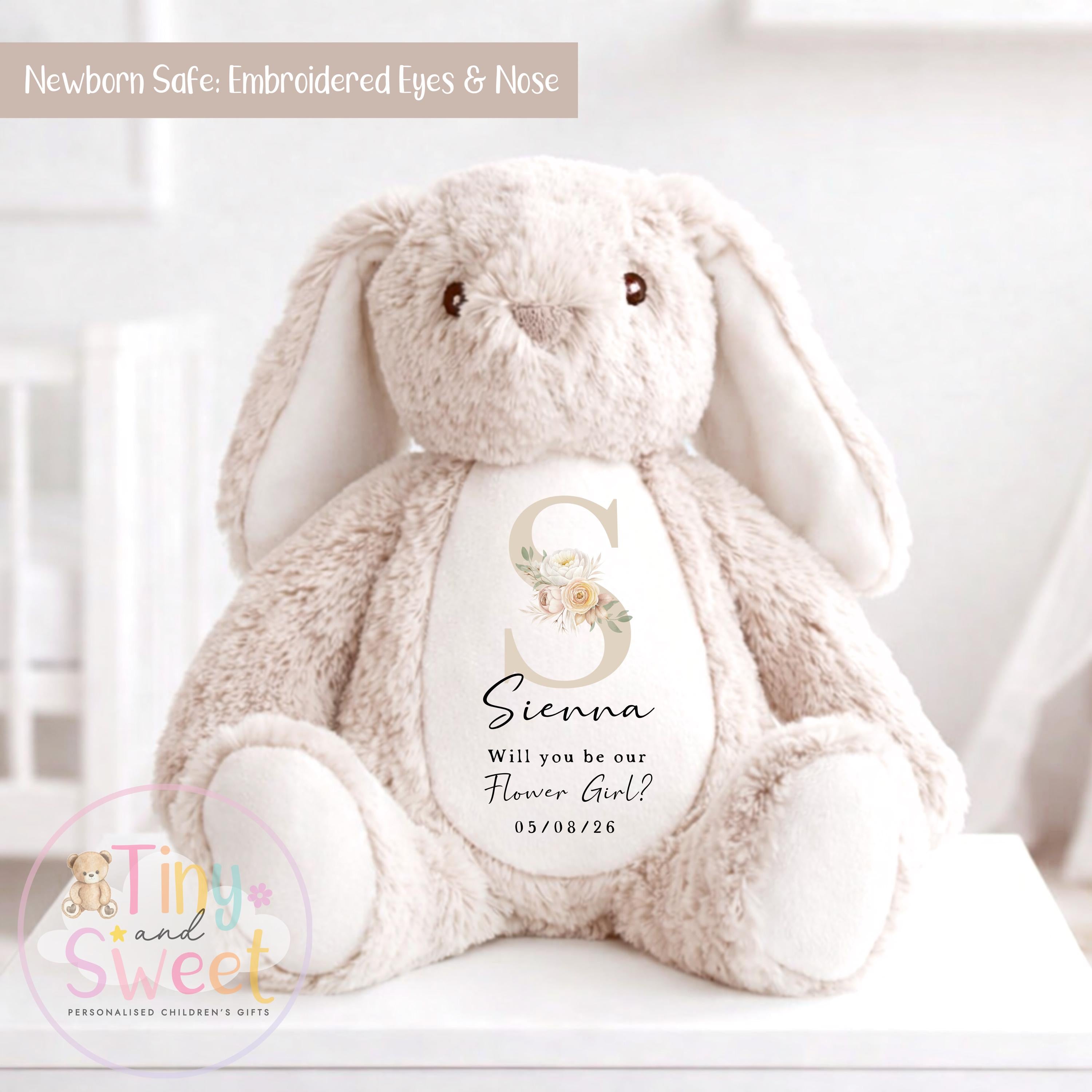 Personalised Flower Girl Bunny, Flower Girl Gift, Will you be my flower girl Bunny, Personalised Soft Toy, Flower Girl Proposal, Bridesmaid