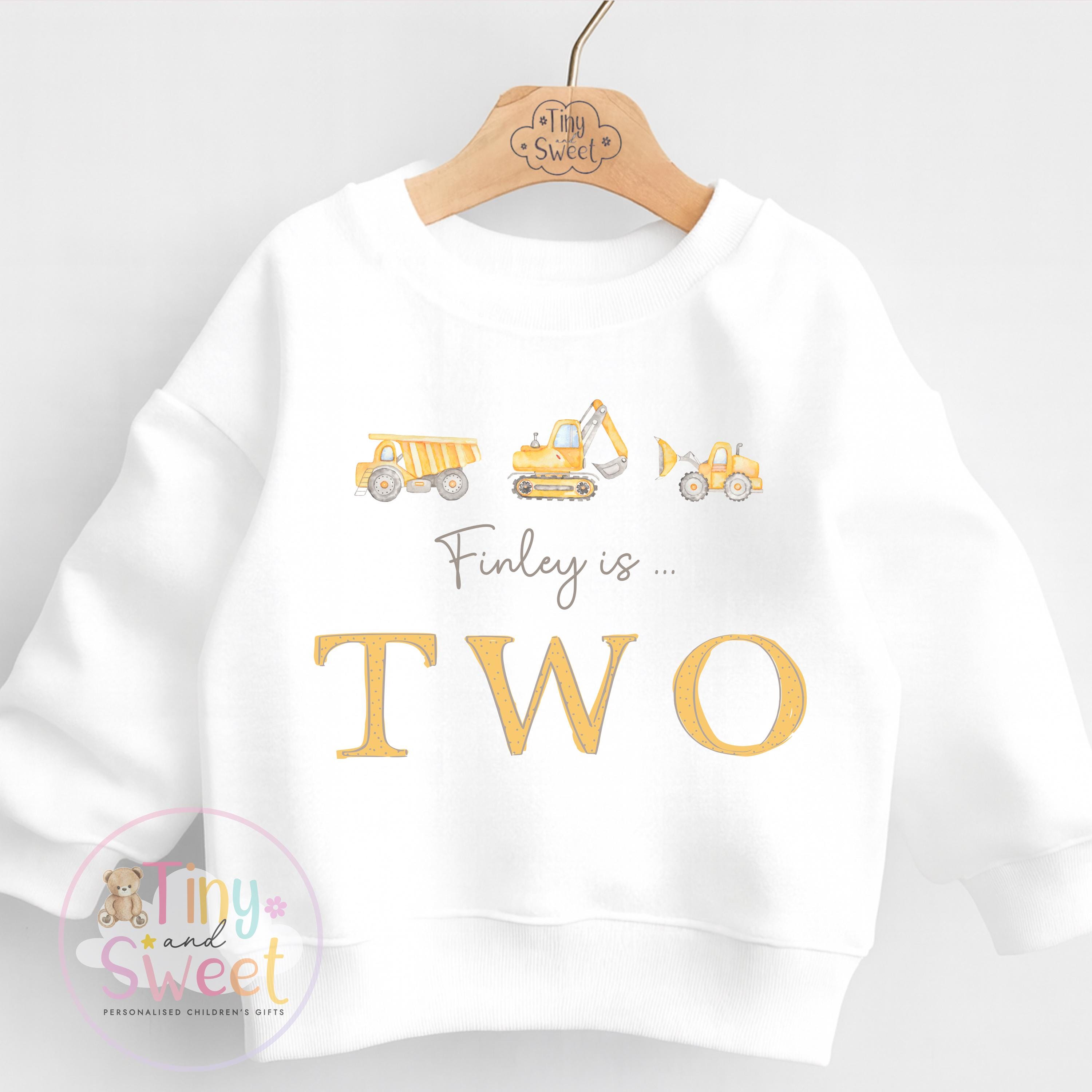 Personalised Construction Birthday Sweatshirt, Custom Digger Birthday Tee, 1st, 2nd, 3rd, 4th, Excavator