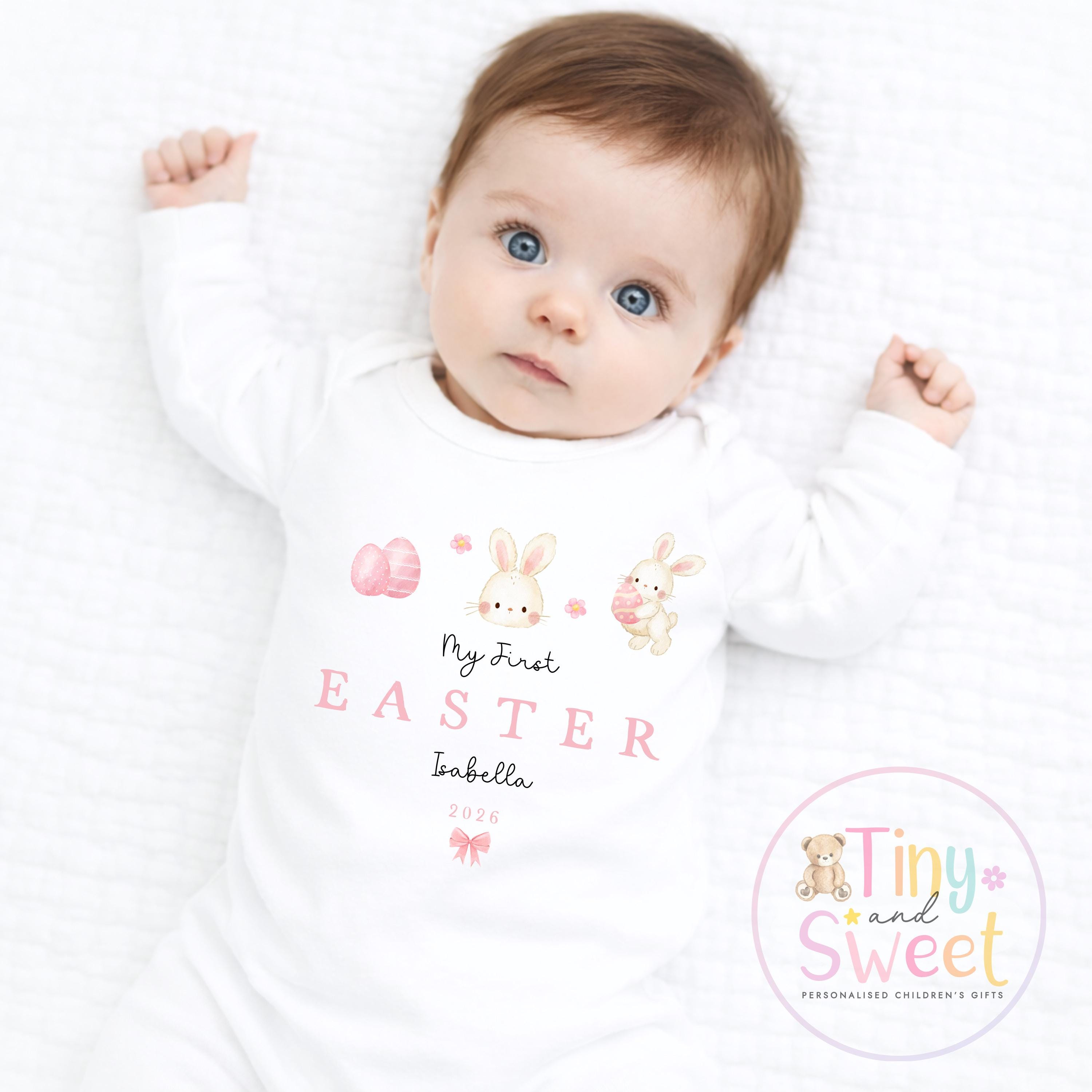 My First Easter Babygrow, Bunny Sleepsuit, New Baby Gift, 1st Easter Outfit