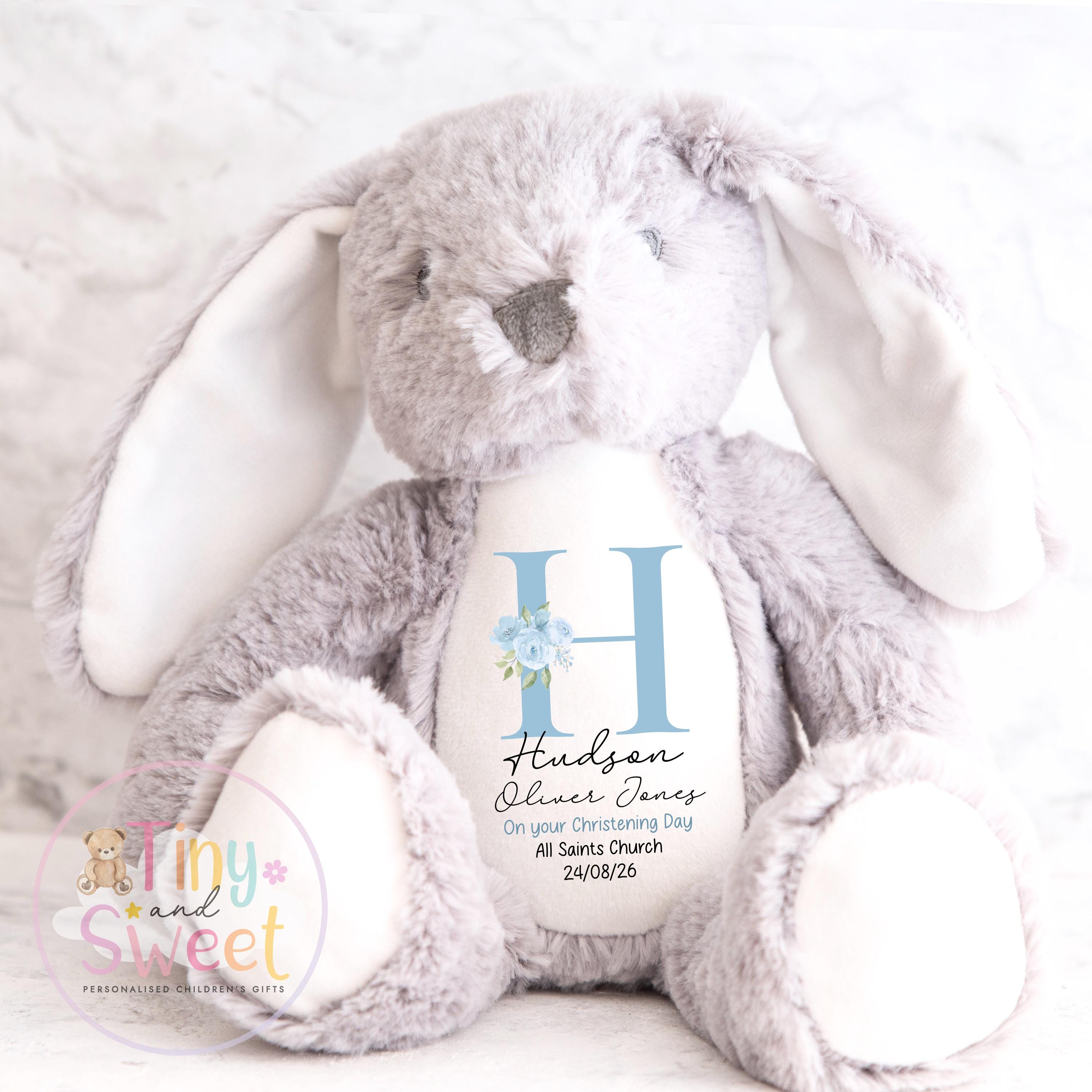 Personalised Christening Bunny, Christening Gift, Baptism Gift, Custom Keepsake, New Baby Gift