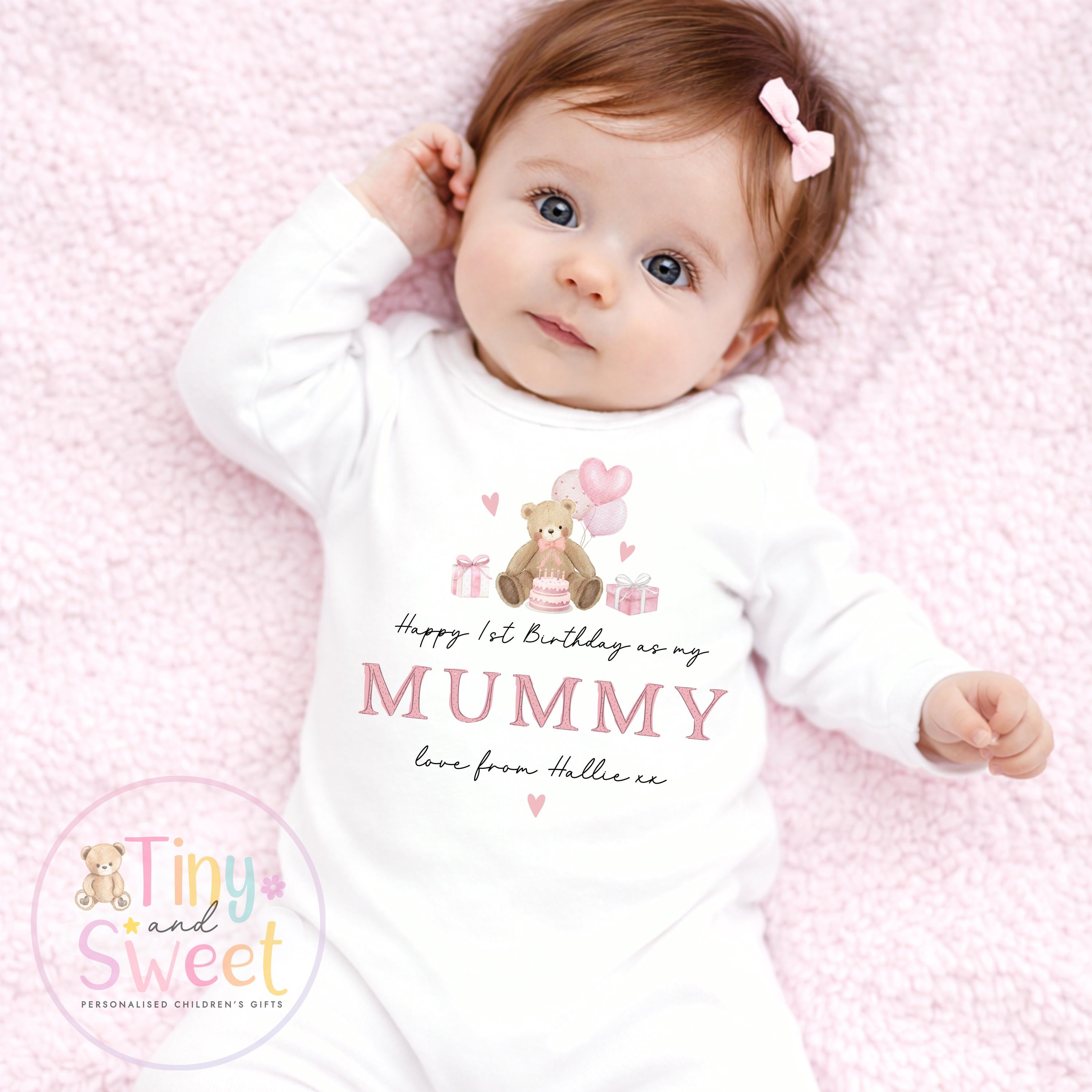 Happy 1st Birthday as My Mummy Sleepsuit, Baby Gift from Newborn, Personalised Baby Outfit, First Birthday as Mummy, Cute Baby Vest for Mum