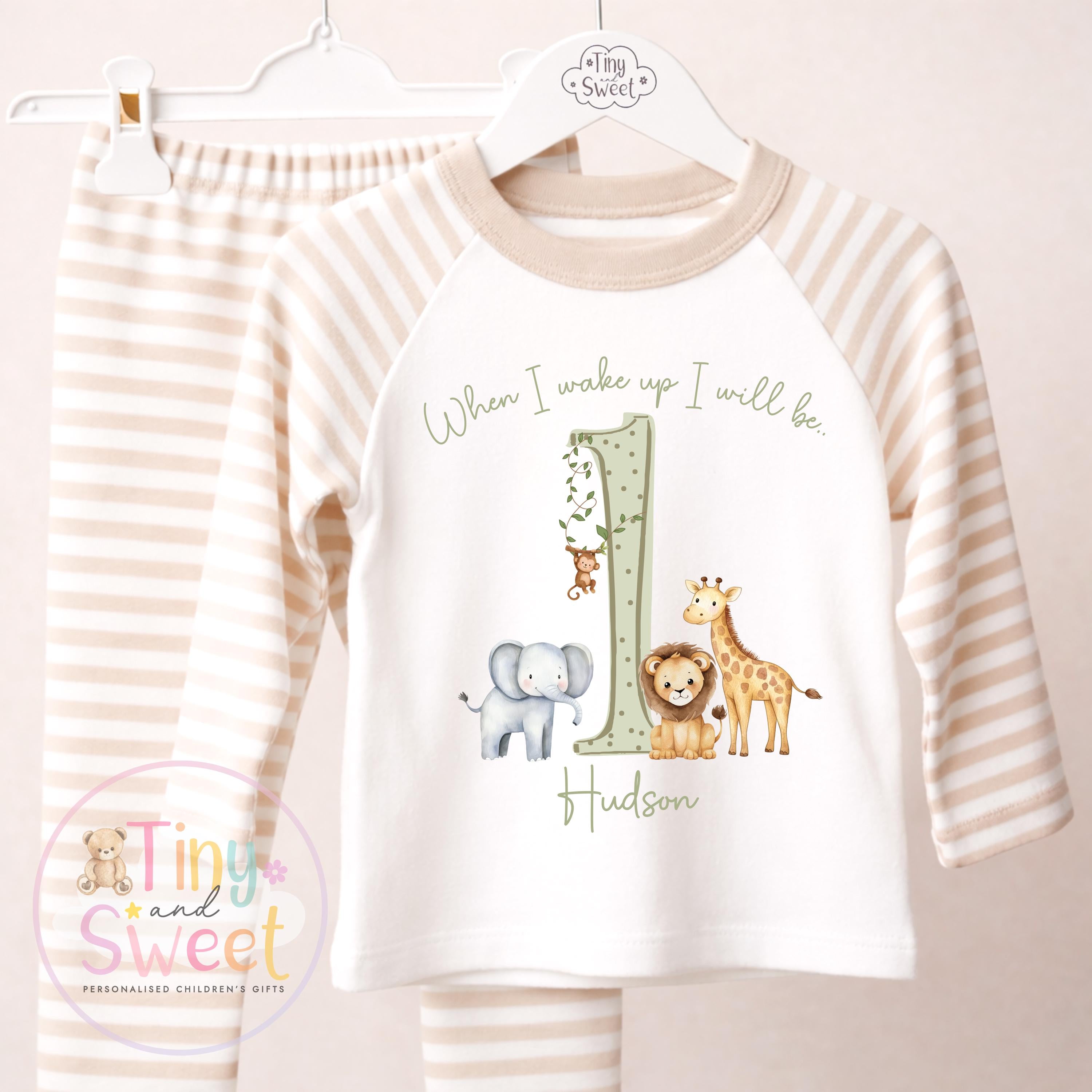 Safari Animals Personalised Birthday Outfit - When I wake up i&