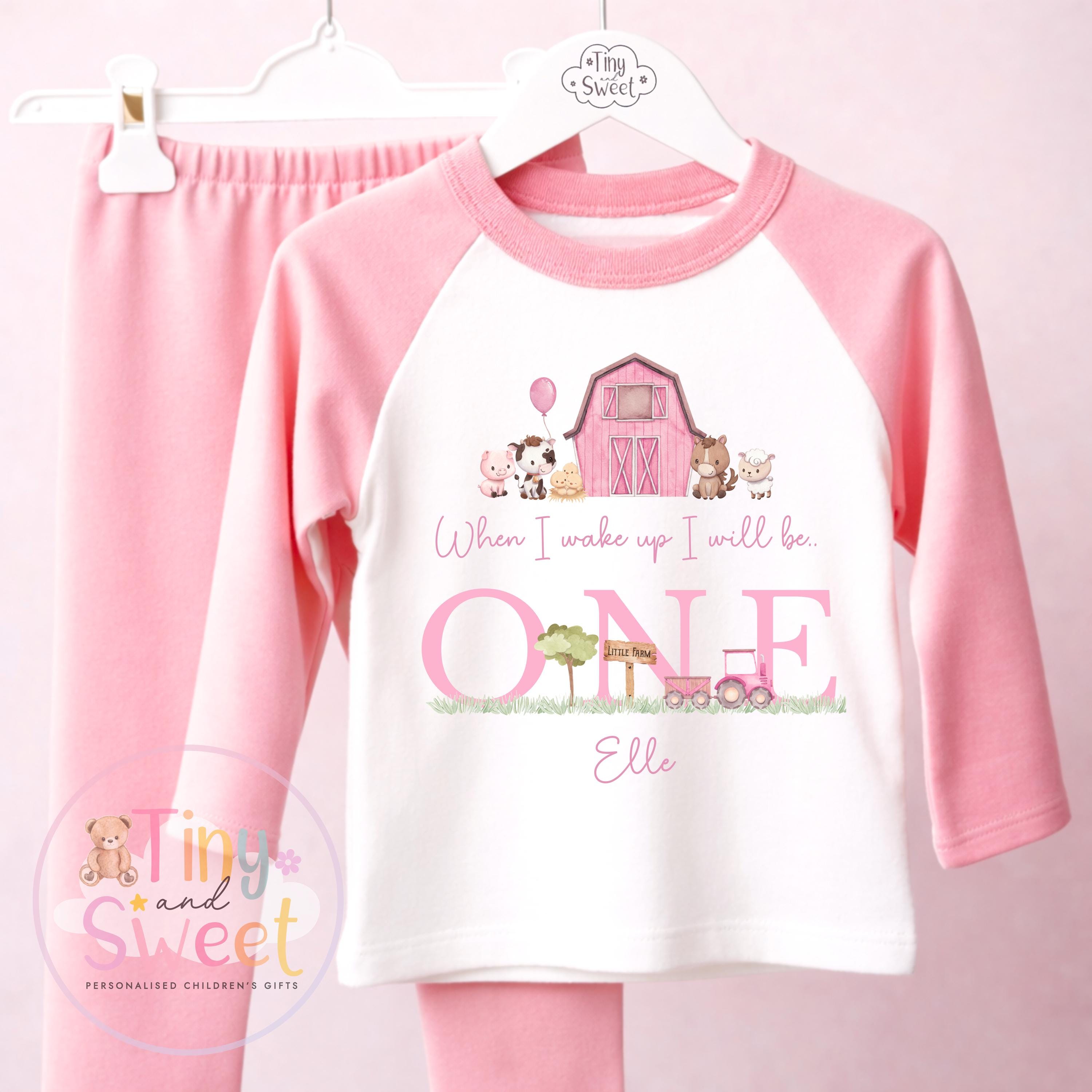 Pink Farm Birthday Set, When I Wake Up I’ll Be..., Farm Themed Birthday, Personalised Outfit for Girls