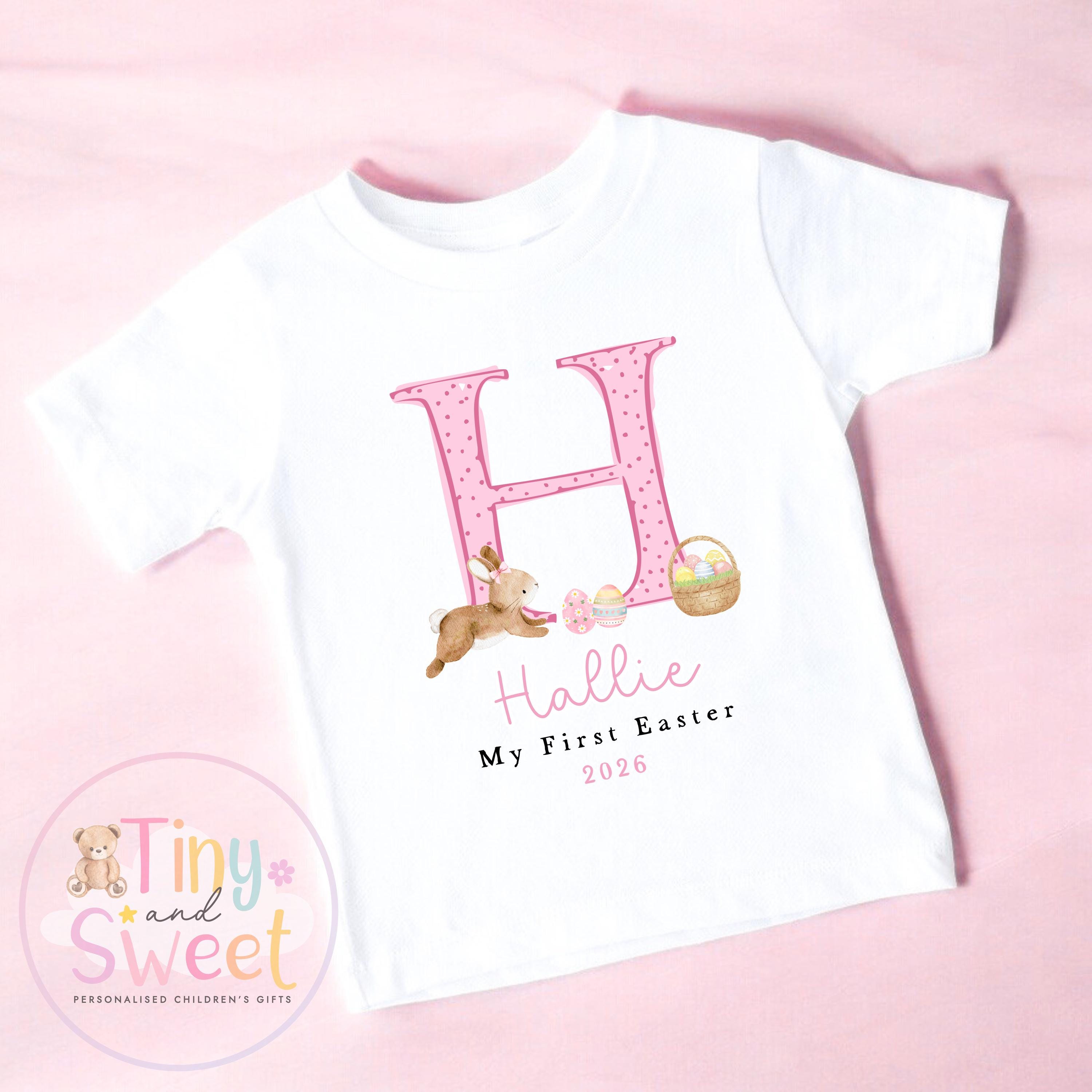 Personalised Initial Easter Bunny Sleepsuit/T Shirt
