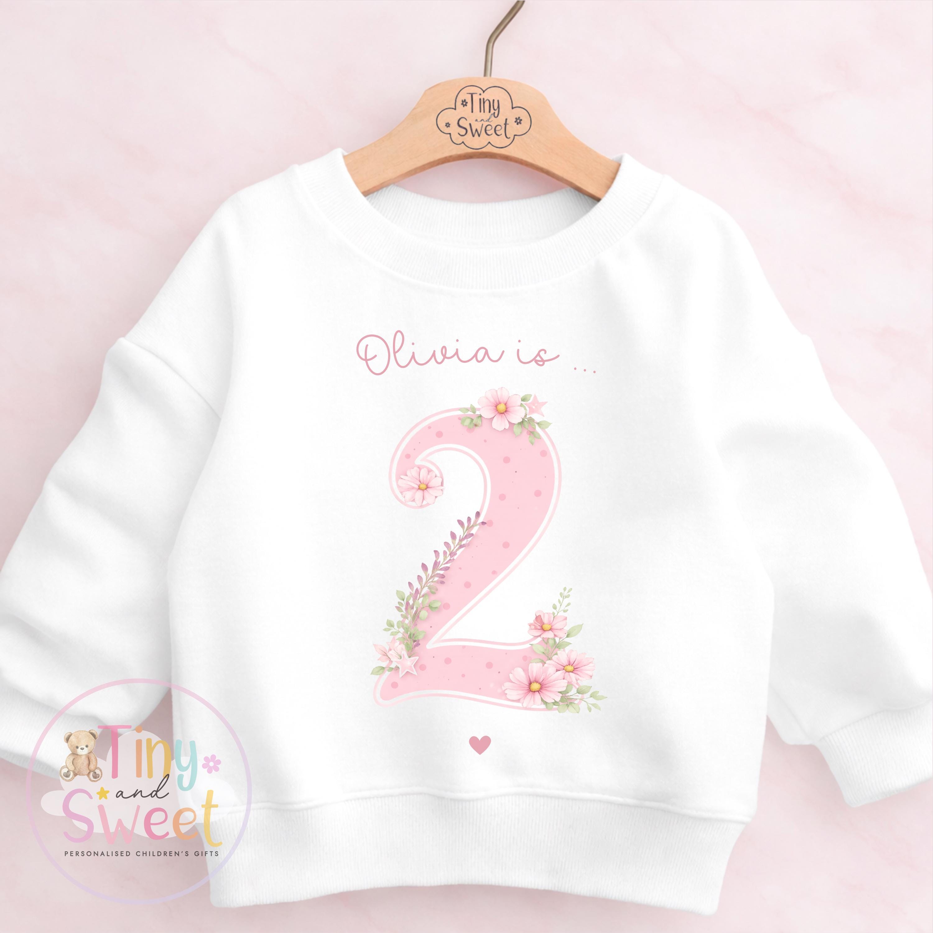 Personalised Flower Princess Birthday T Shirt Sweatshirt, Custom Wild Flower Birthday Tee, 1st, 2nd, 3rd, 4th, Flowers Theme