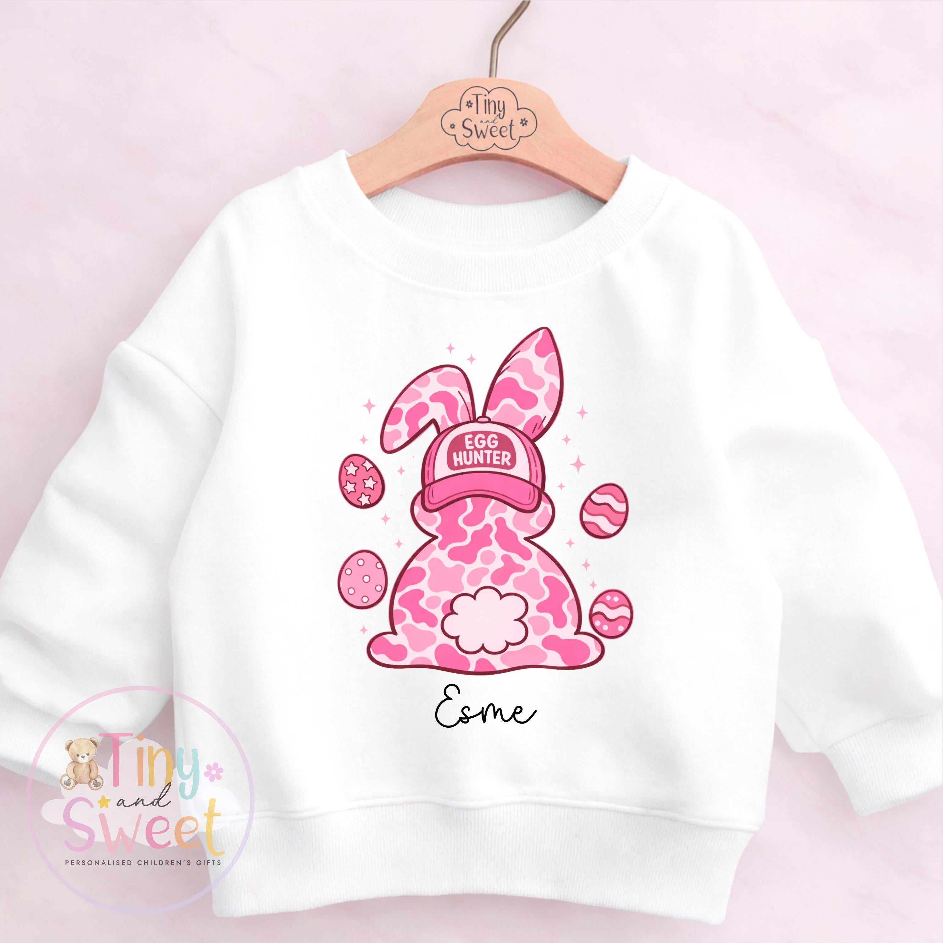 Personalised Easter Sweatshirt or T Shirt, Kids Egg Hunter Tee, Easter Egg Hunt T Shirt, Girls Easter Outfit, Easter Gift for Kids