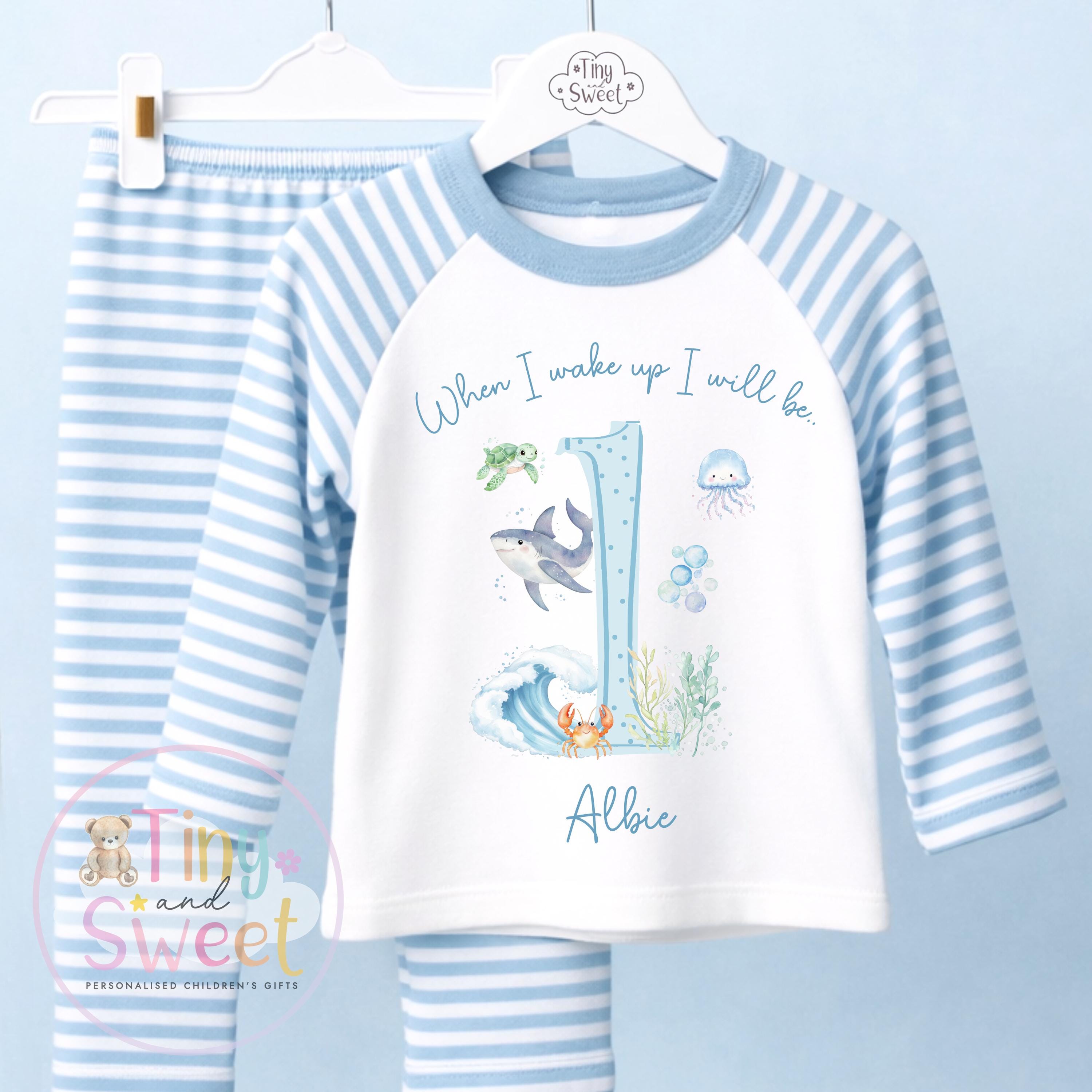 Under the Sea Birthday Pyjamas, When I Wake Up I’ll Be…, Ocean Birthday Pjs, Boys Birthday, Under the Sea Theme