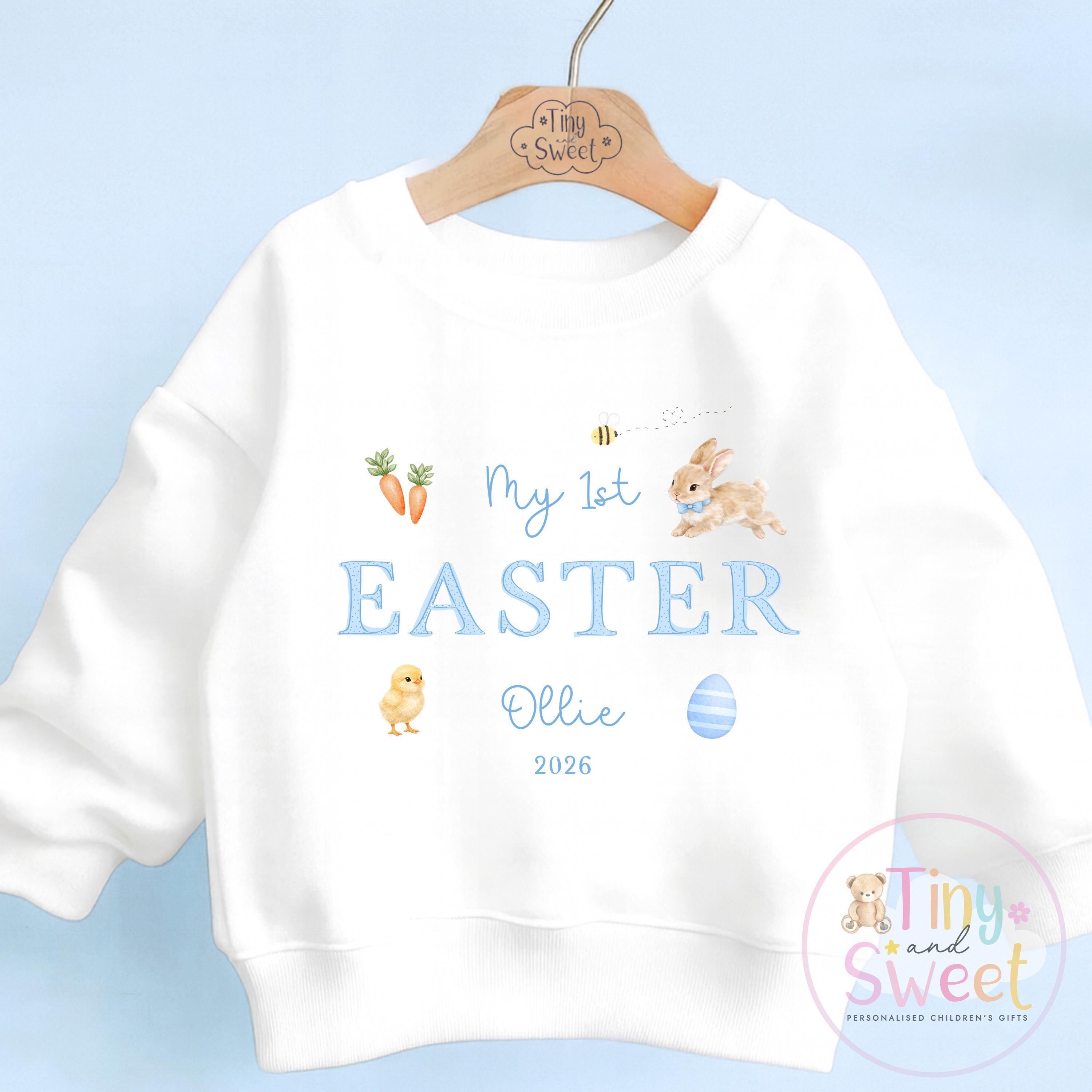 Personalised My First Easter Sweatshirt or T Shirt, 1st Easter Kids Bunny Tee, Easter Bunny T Shirt, Girls Easter Outfit, Easter Gift
