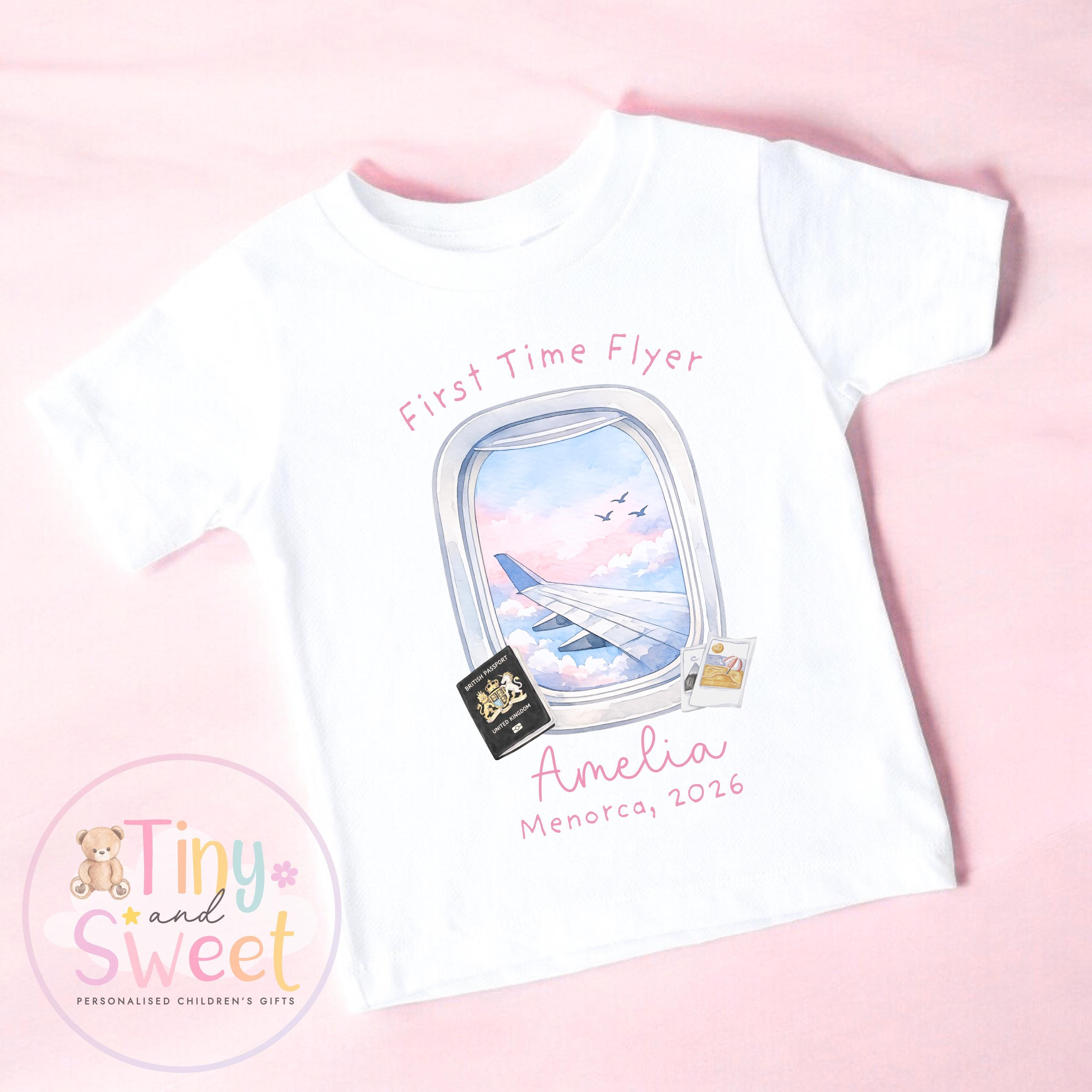 Personalised My First Flight T Shirt, First Time Flyer Sleepsuit, 1st Holiday Babygrow, Babies First Holiday, First Time Flyer