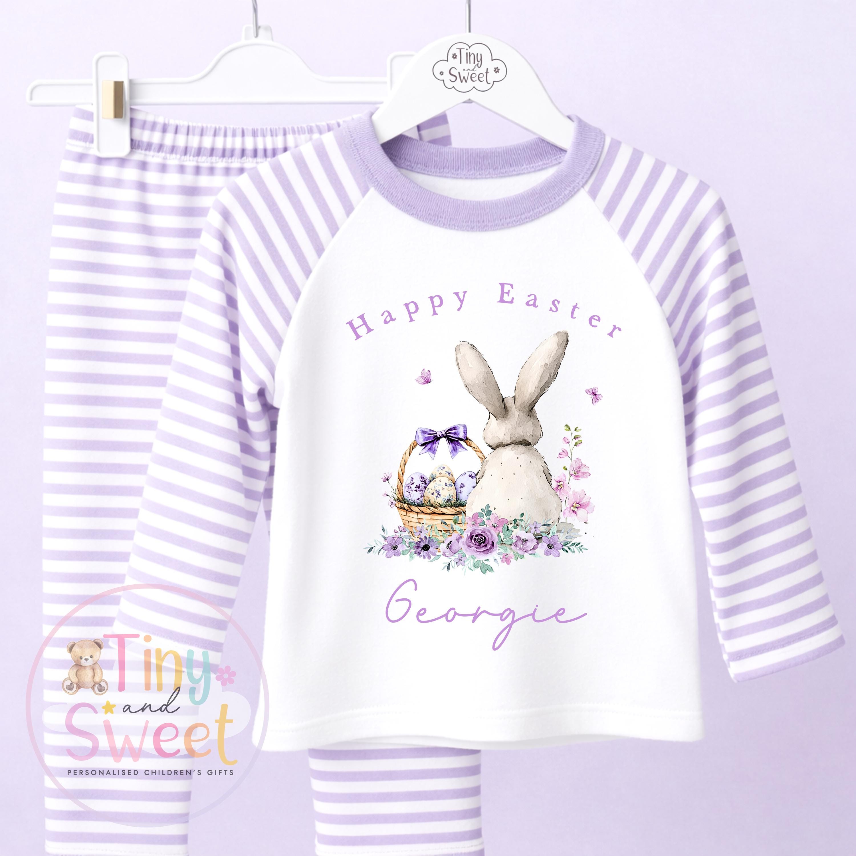 Personalised Kids Easter Pyjamas , Toddler Easter, Pjs, Easter Bunny, Easter Gift for Grandson, Easter Basket Pyjamas