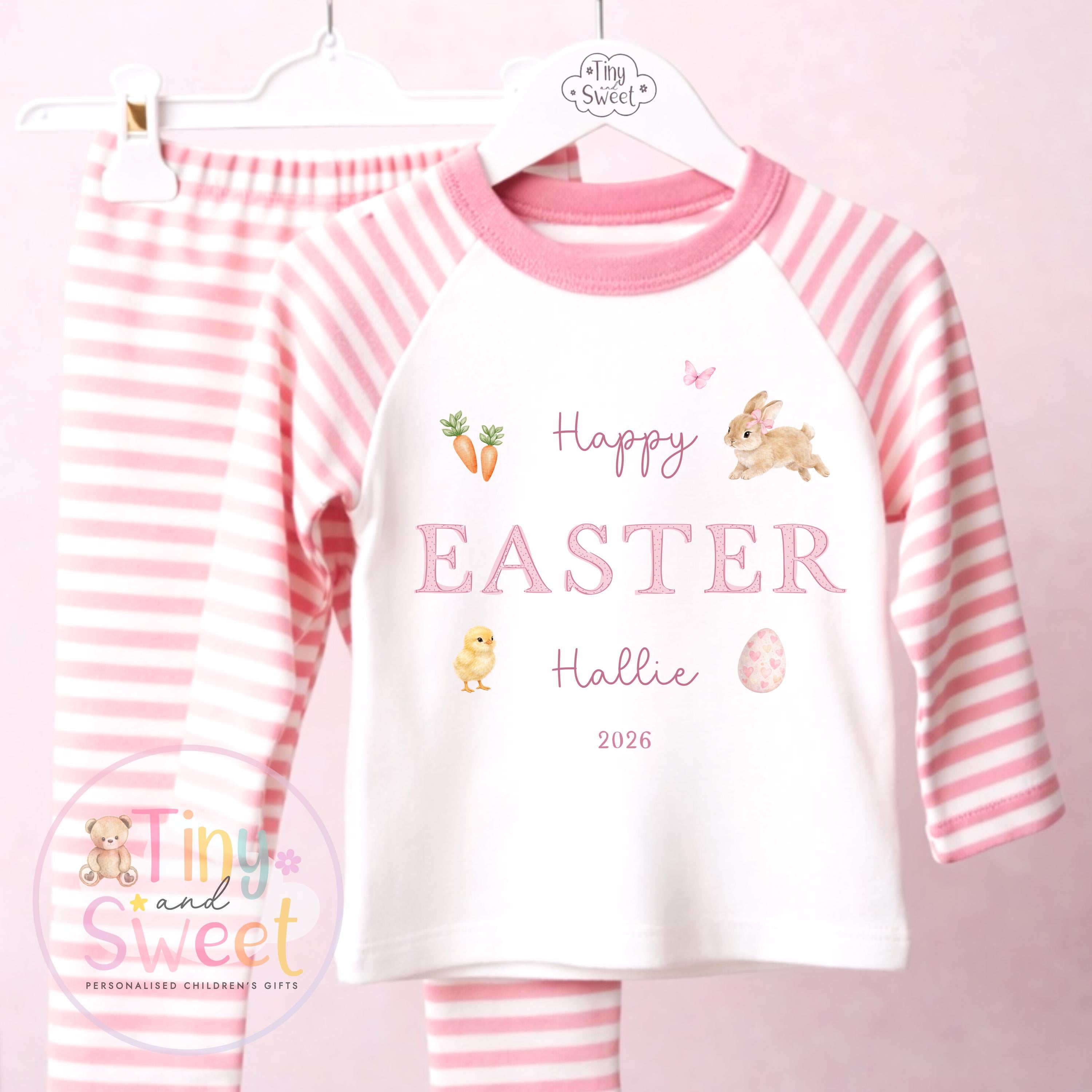 Personalised Easter Pyjamas – Unisex ‘When I Wake Up it will be Easter’ – Toddler Easter, Pjs, Easter Bunny, Kids Easter Pyjamas