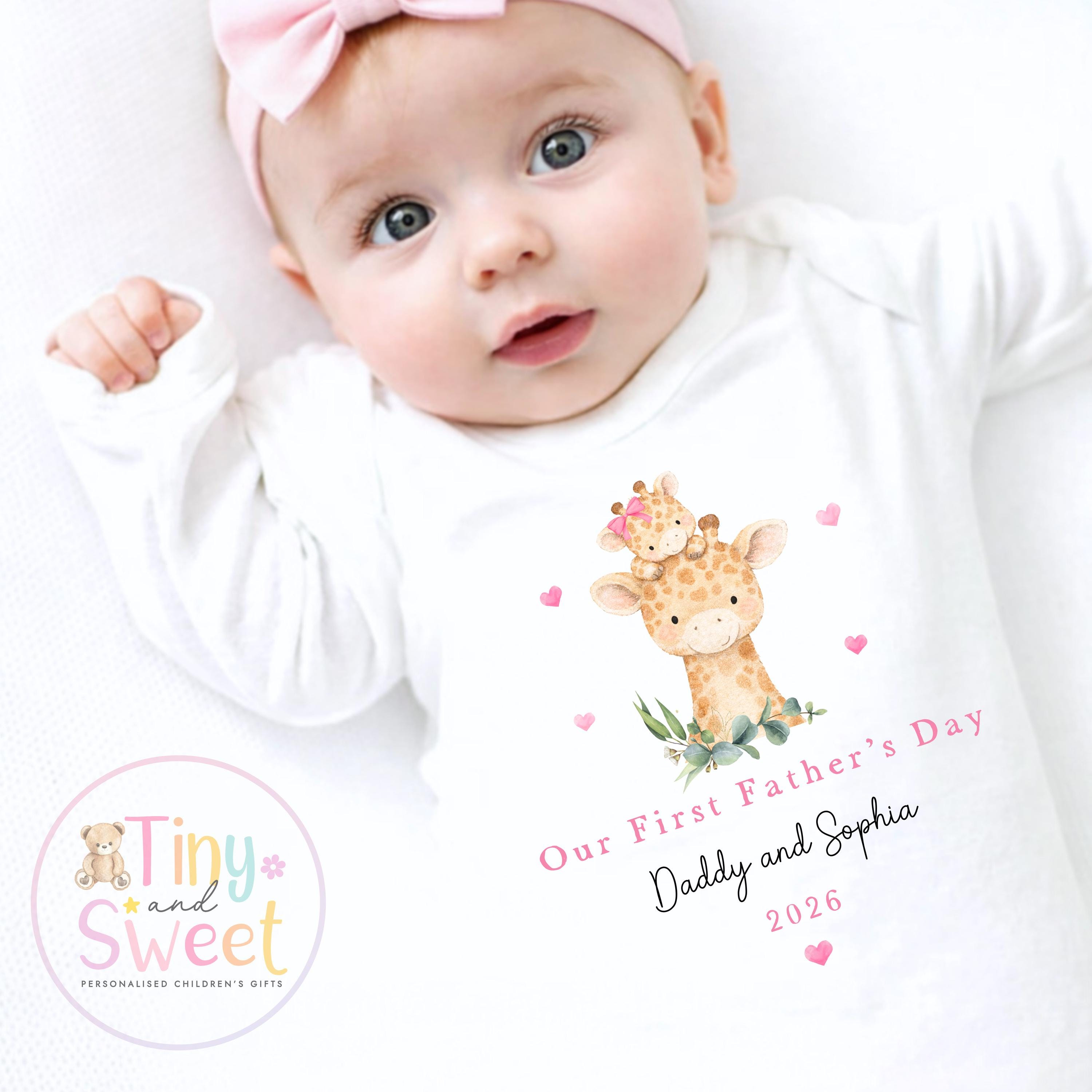 Fathers Day Sleepsuit, Giraffe 1st Fathers Day As My Daddy, New Dad Gift, Fathers Day, 1st Fathers Day Babygrow, Sleepsuit Babygrow Bodysuit