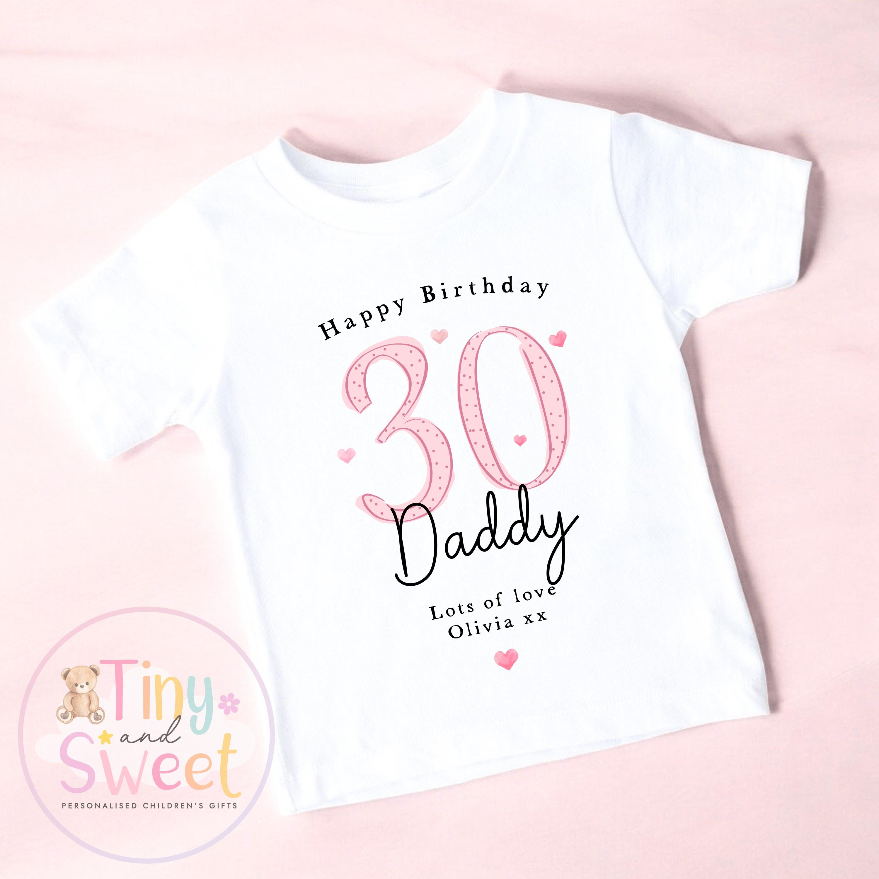 Personalised Daddy 30th Birthday Babygrow, T Shirt Baby Outfit Gift from Baby, New Dad Present