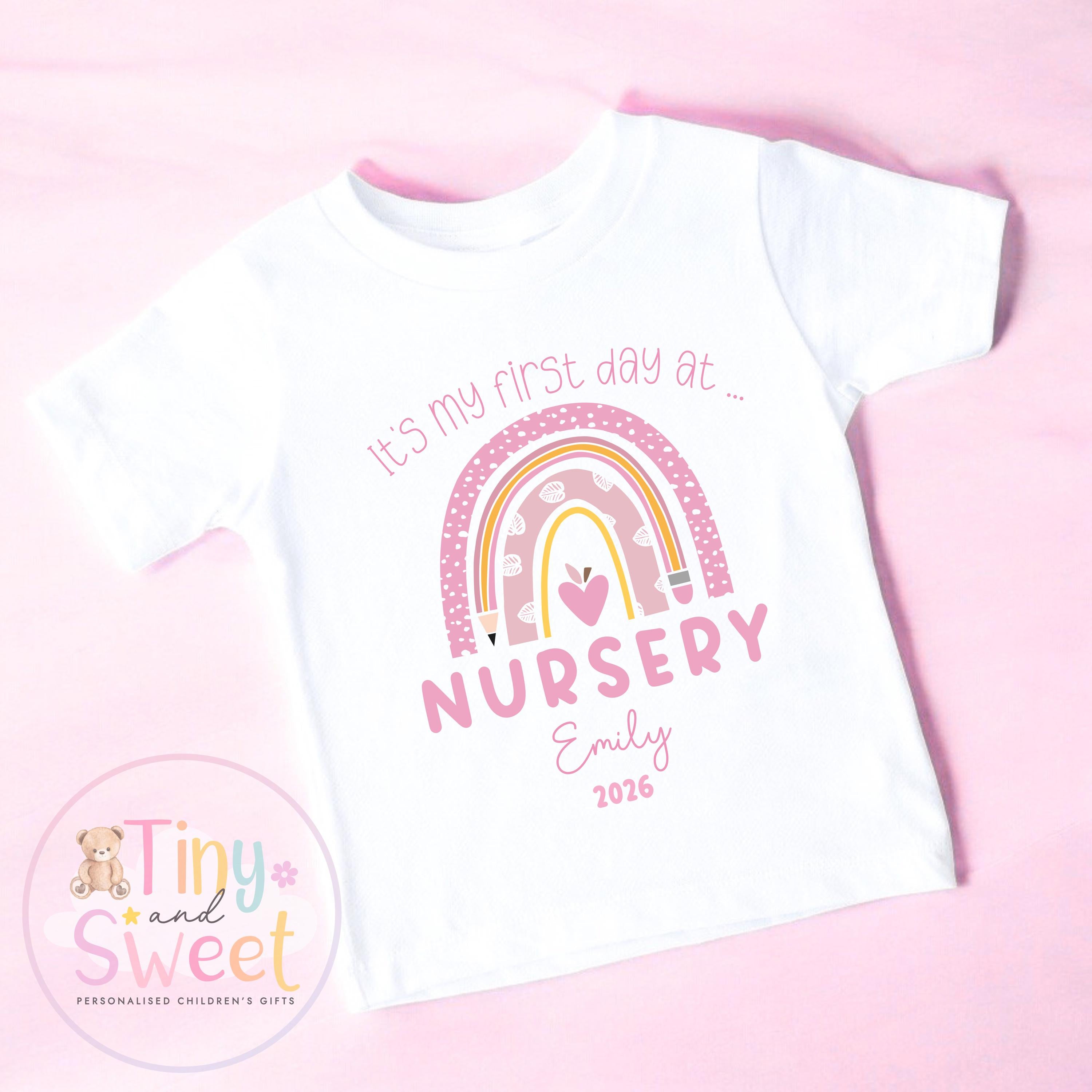 Personalised First Day at Nursery T-Shirt โ Custom Toddler Preschool Top, Personalised First Day of Preschool T-Shirt, First Day T-Shirt