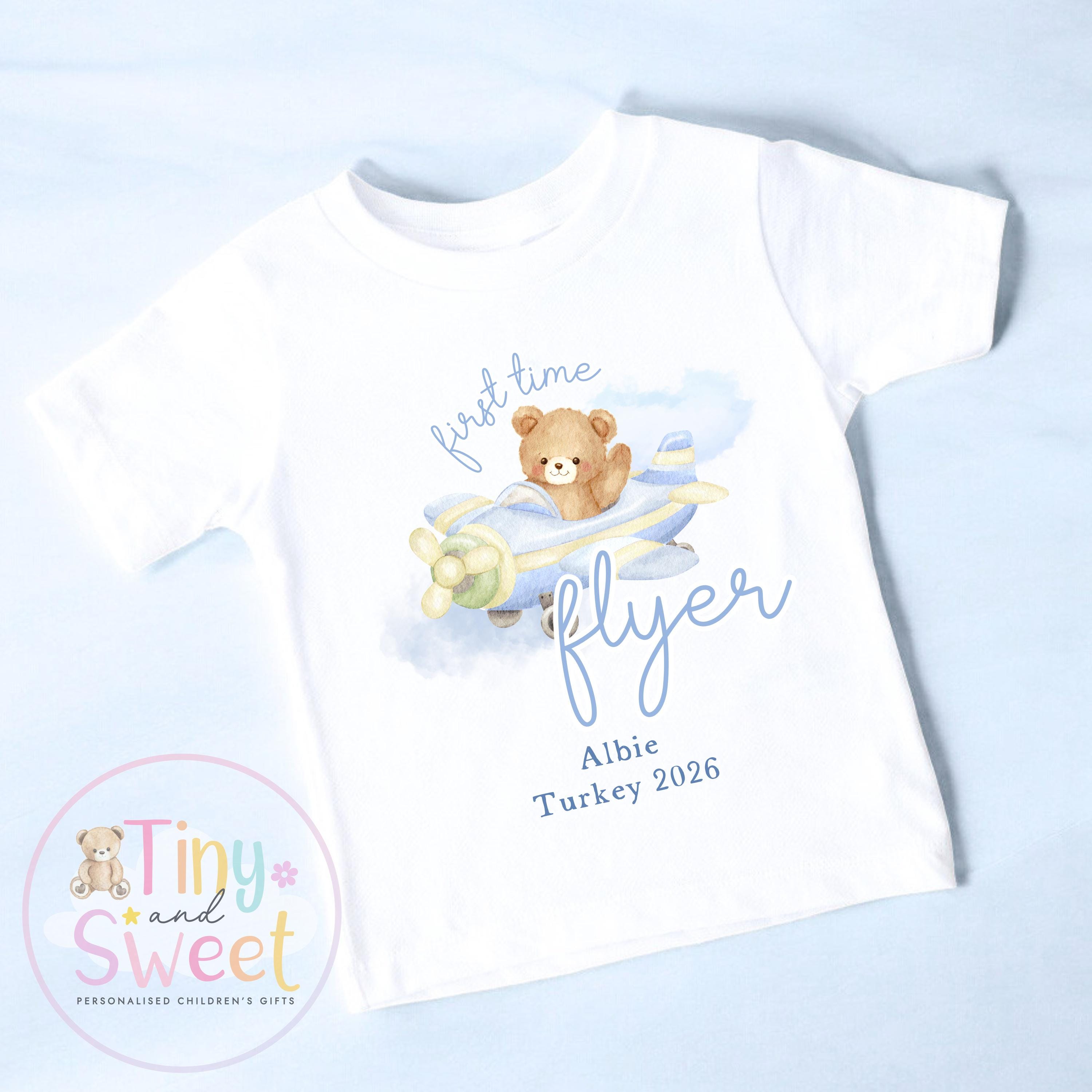 Personalised My First Flight T Shirt, First Time Flyer Sleepsuit, 1st Holiday Babygrow, Babies First Holiday, First Time Flyer