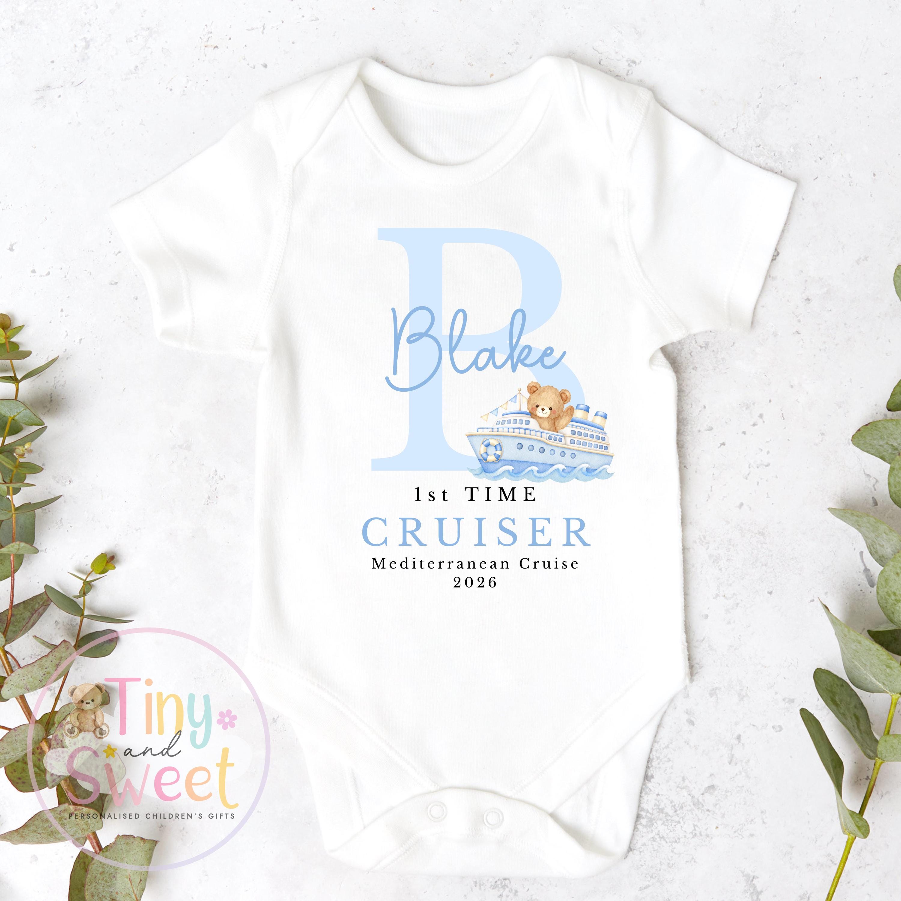 Personalised First Cruise T Shirt, First Time Cruiser Bodysuit, Baby’s First Holiday Outfit, Custom Babygrow Gift