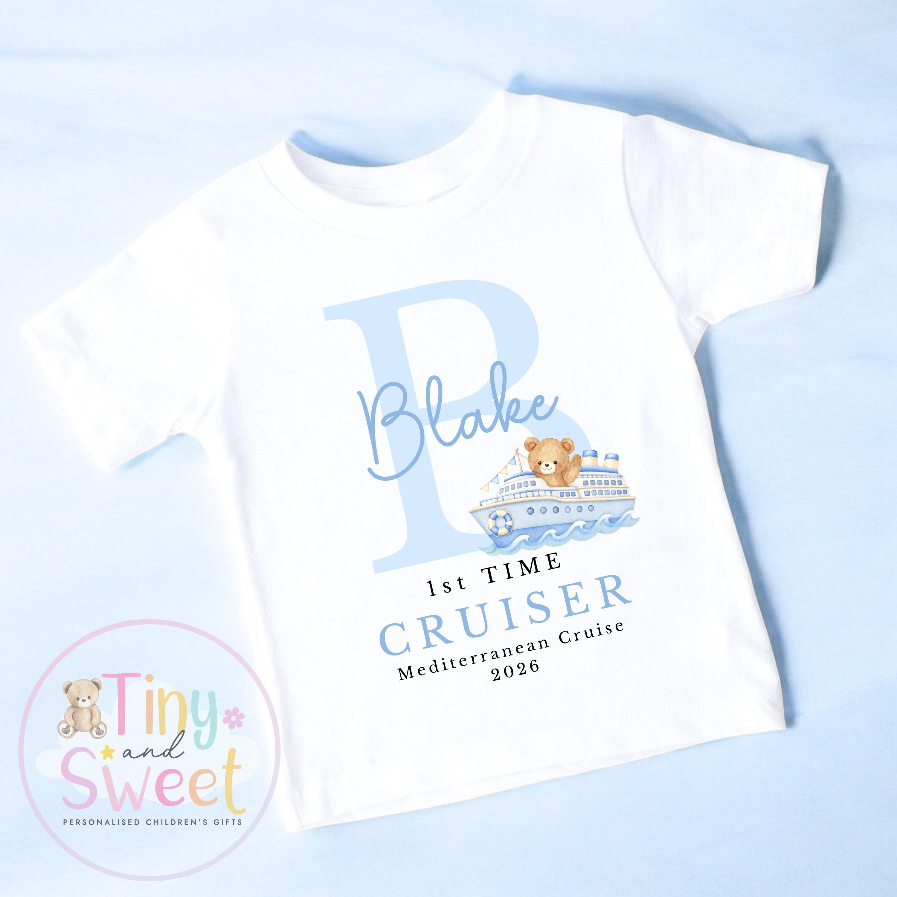 Personalised First Cruise T Shirt, First Time Cruiser Bodysuit, Baby’s First Holiday Outfit, Custom Babygrow Gift