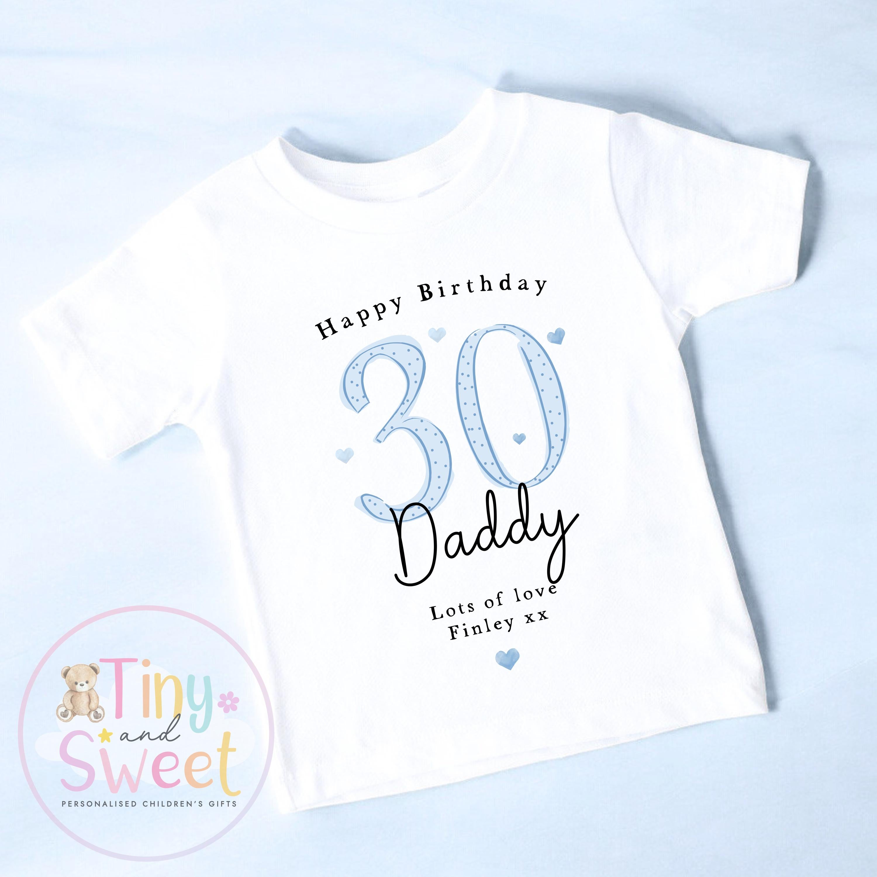 Personalised Daddy 30th Birthday Babygrow, T Shirt Baby Outfit Gift from Baby, New Dad Present