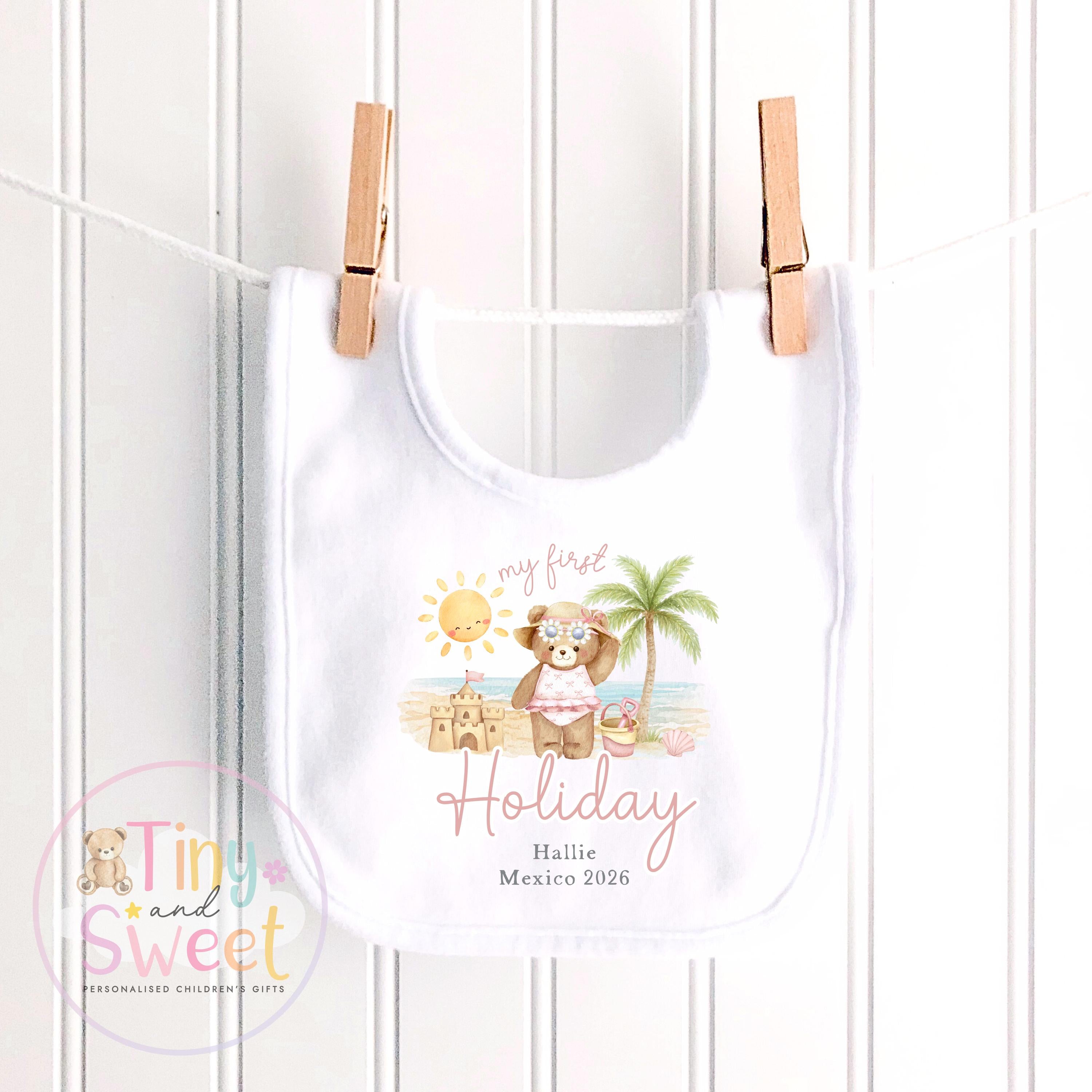 My First Holiday T Shirt, Personalised Baby Travel Outfit, Baby’s First Holiday T Shirt, Cute Summer Travel Outfit, My First Holiday