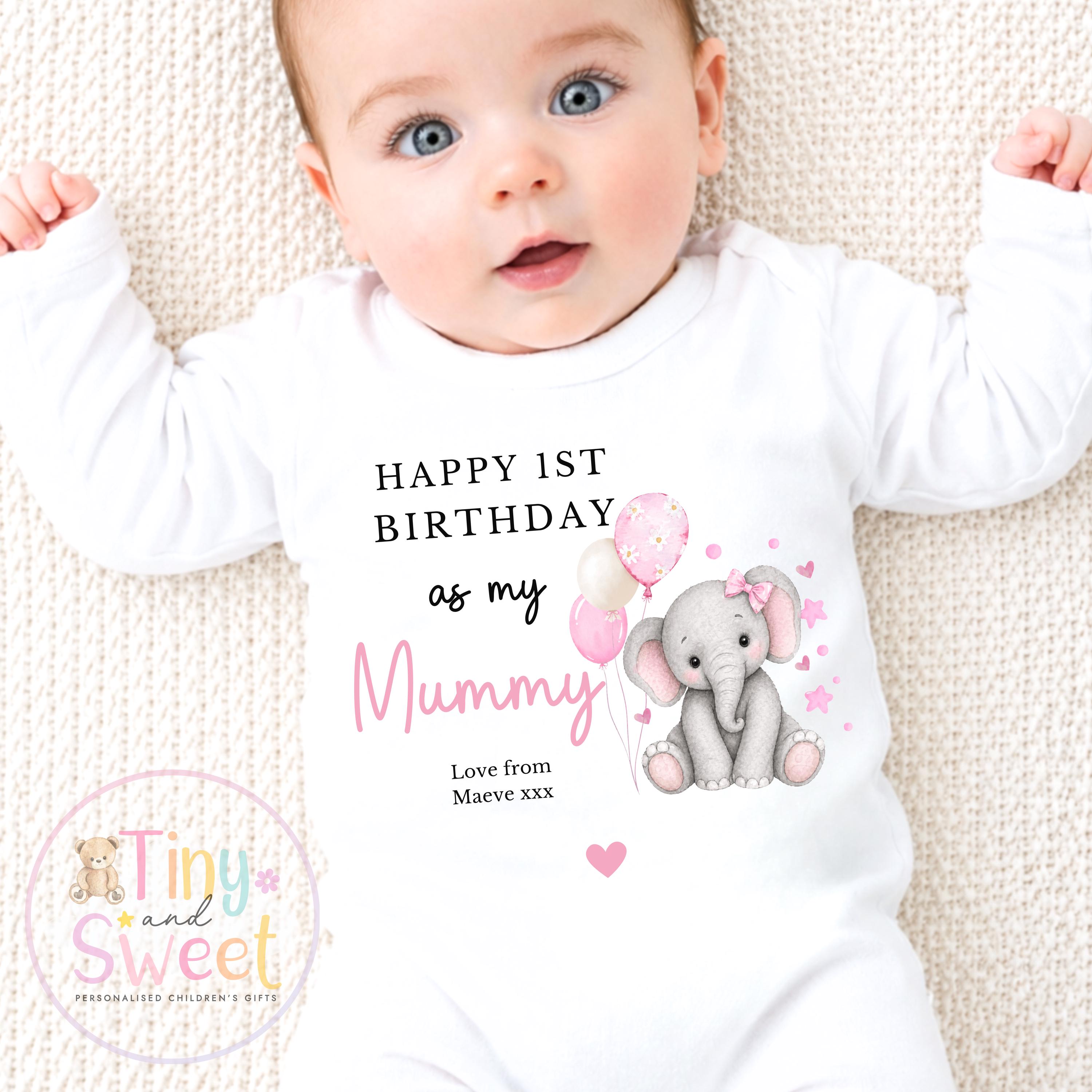 Happy Birthday Mummy, 1st Birthday as My Mummy, New Mum Gift, Mum Birthday, Mummy Birthday, Sleepsuit Babygrow T Shirt Mum Birthday