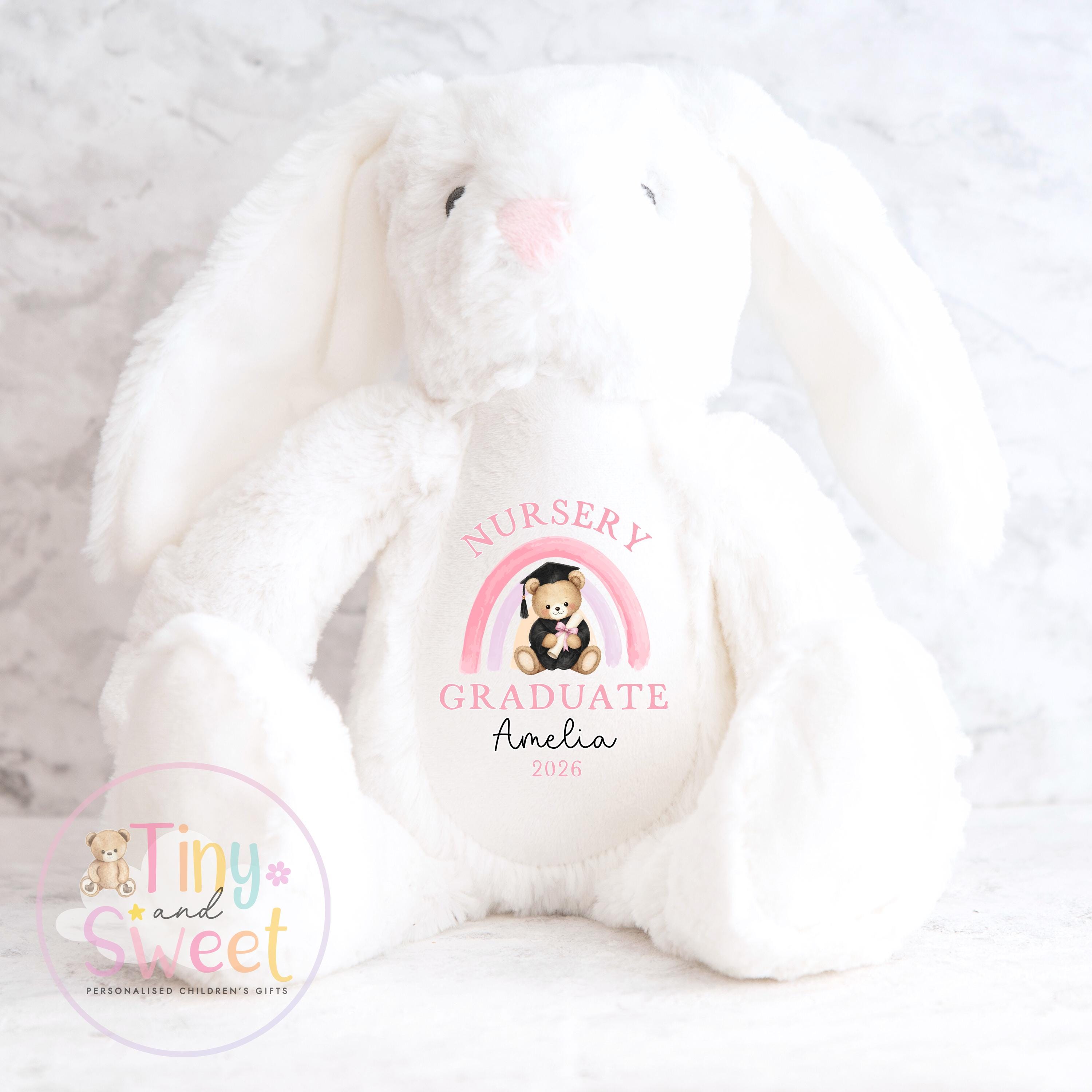 Personalised Nursery Graduation Bunny, Nursery Graduation Teddy, Last Day of Nursery, School Leavers Gift, Preschool Graduation Gift