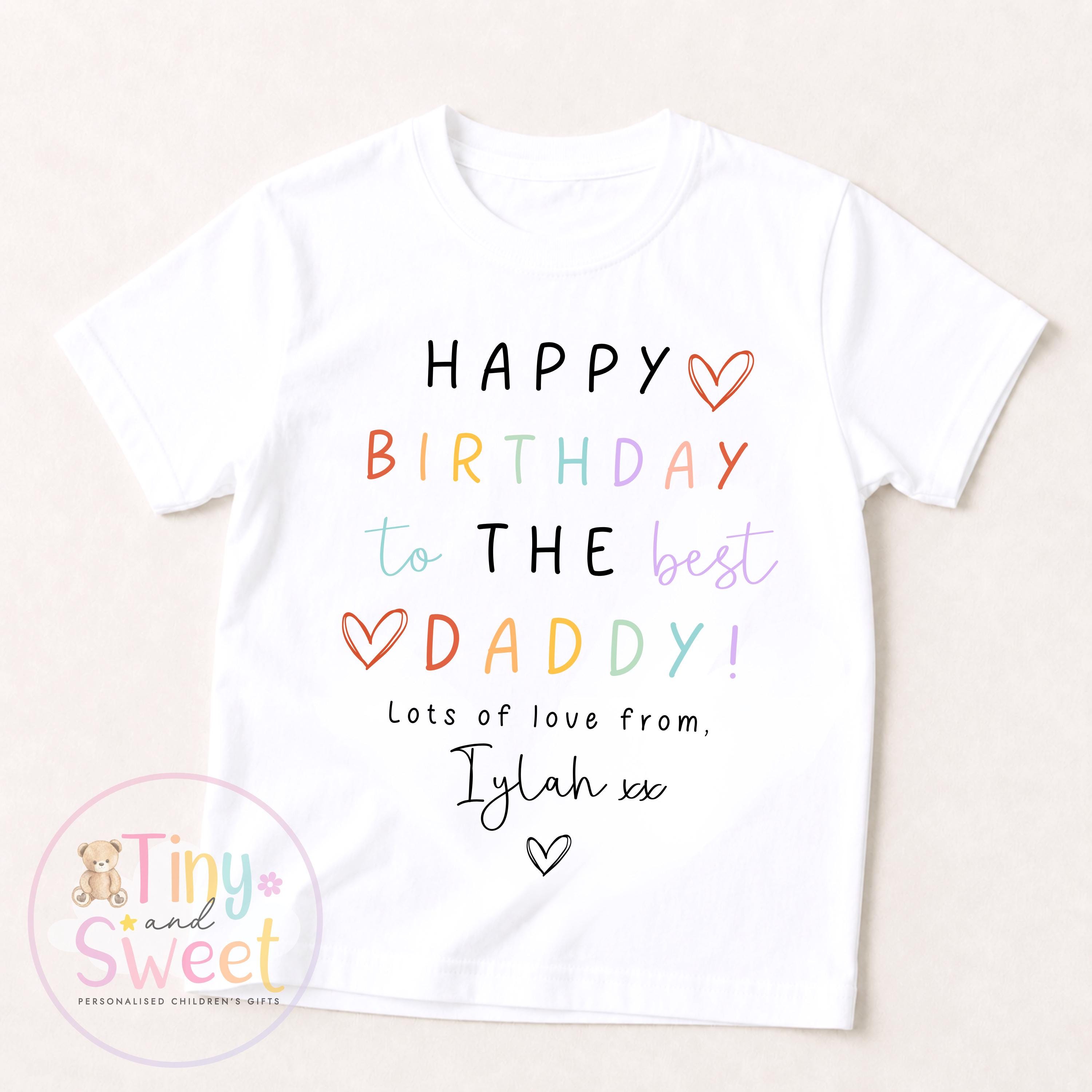 Best Daddy Happy Birthday Rainbow Personalised T-Shirt